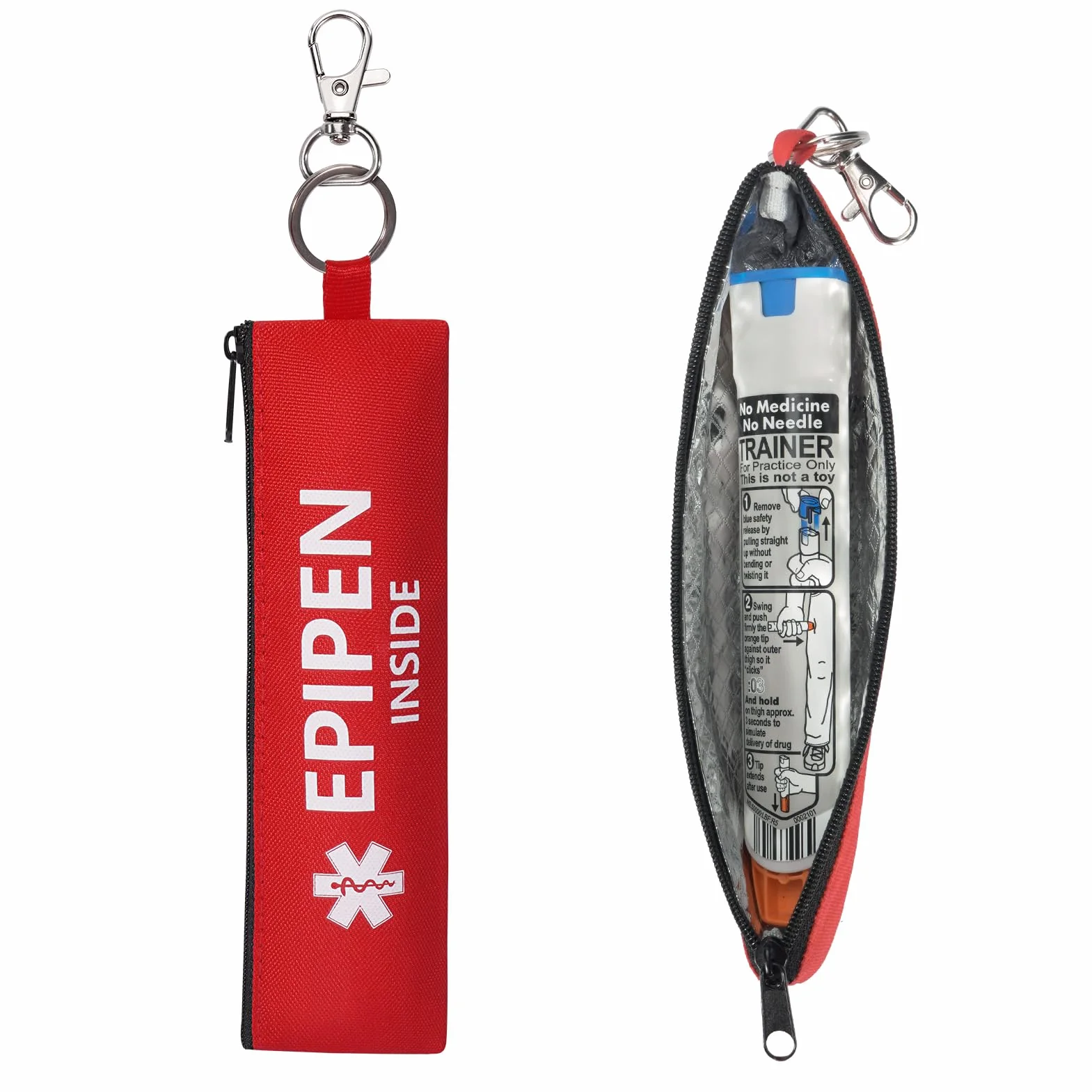 MEDMAX EpiPen torba do noszenia, 1 x izolowana mała torba Epipen na 1 długopis, torba medyczna na EpiPen, łatwa do rozpoznania i chwytania, uchwyt EpiPen do podróży, na zewnątrz