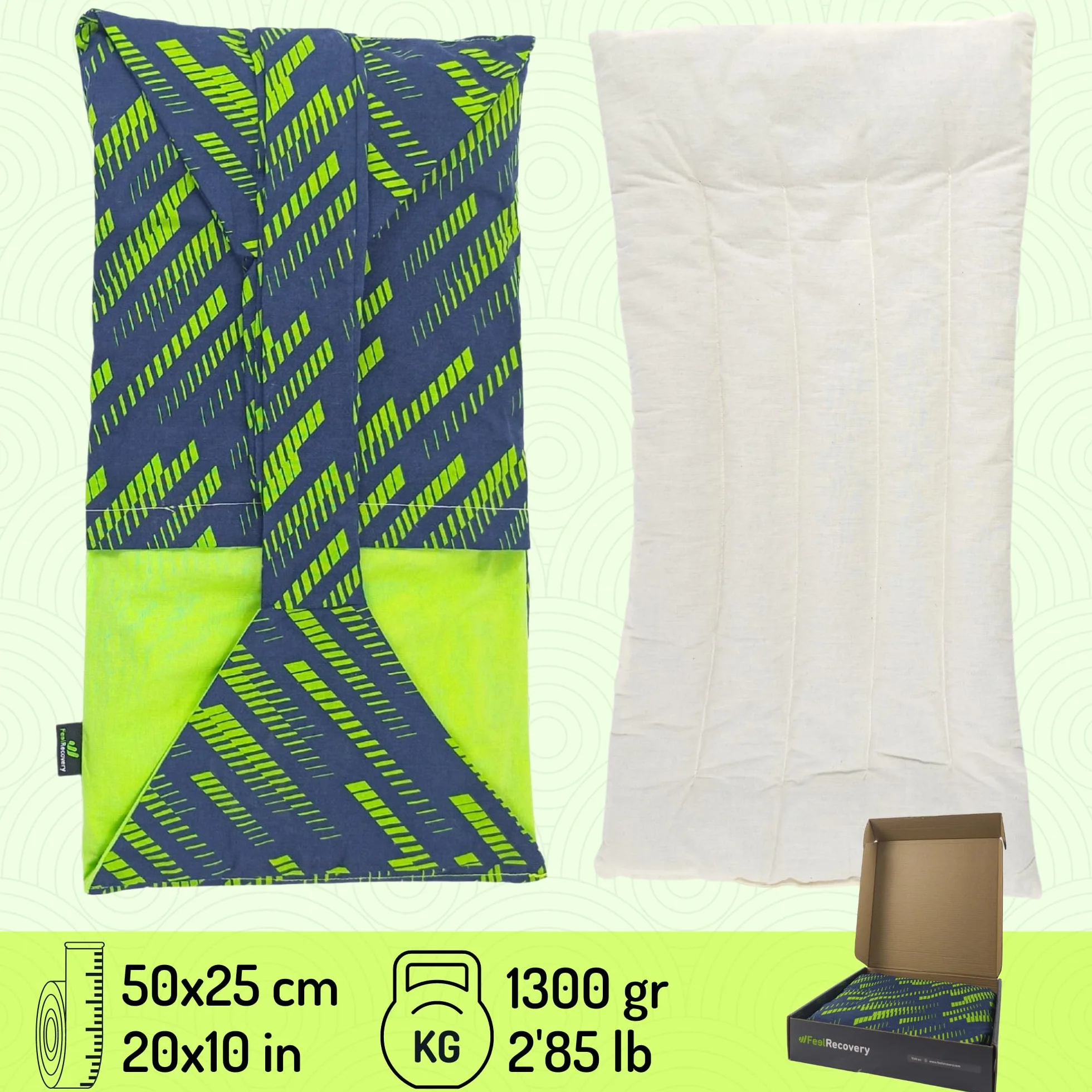 Poduszka Rozgrzewająca do Mikrofalówka na Ból Pleców 50x25 cm - Kompres Rozgrzewający Siemienia lnianego z Poszewką 100% Bawełna