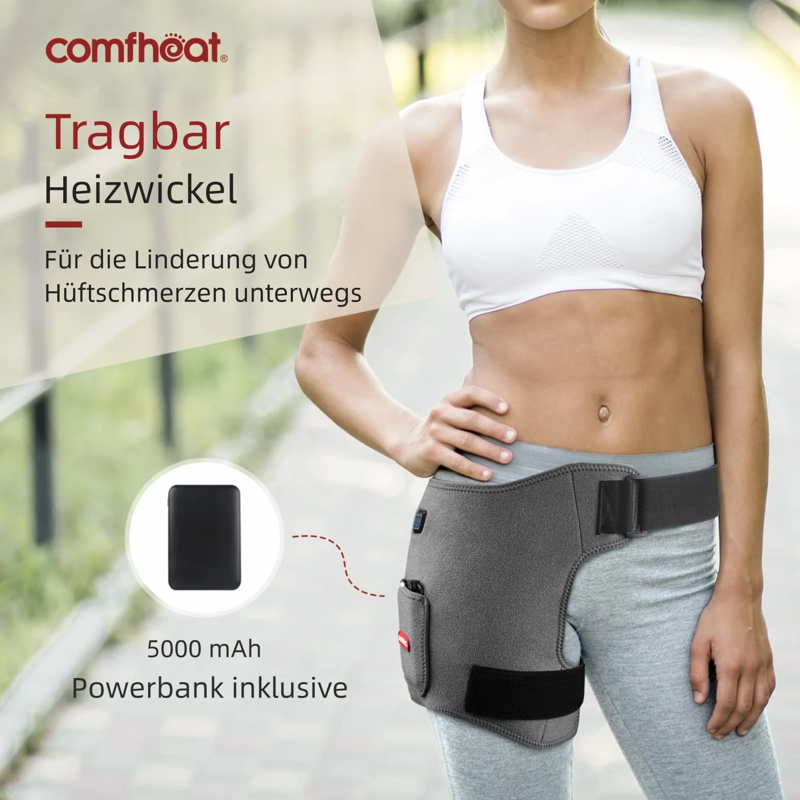 Akumulatorowa podkładka grzewcza na biodra 5000 mAh powerbank w zestawie