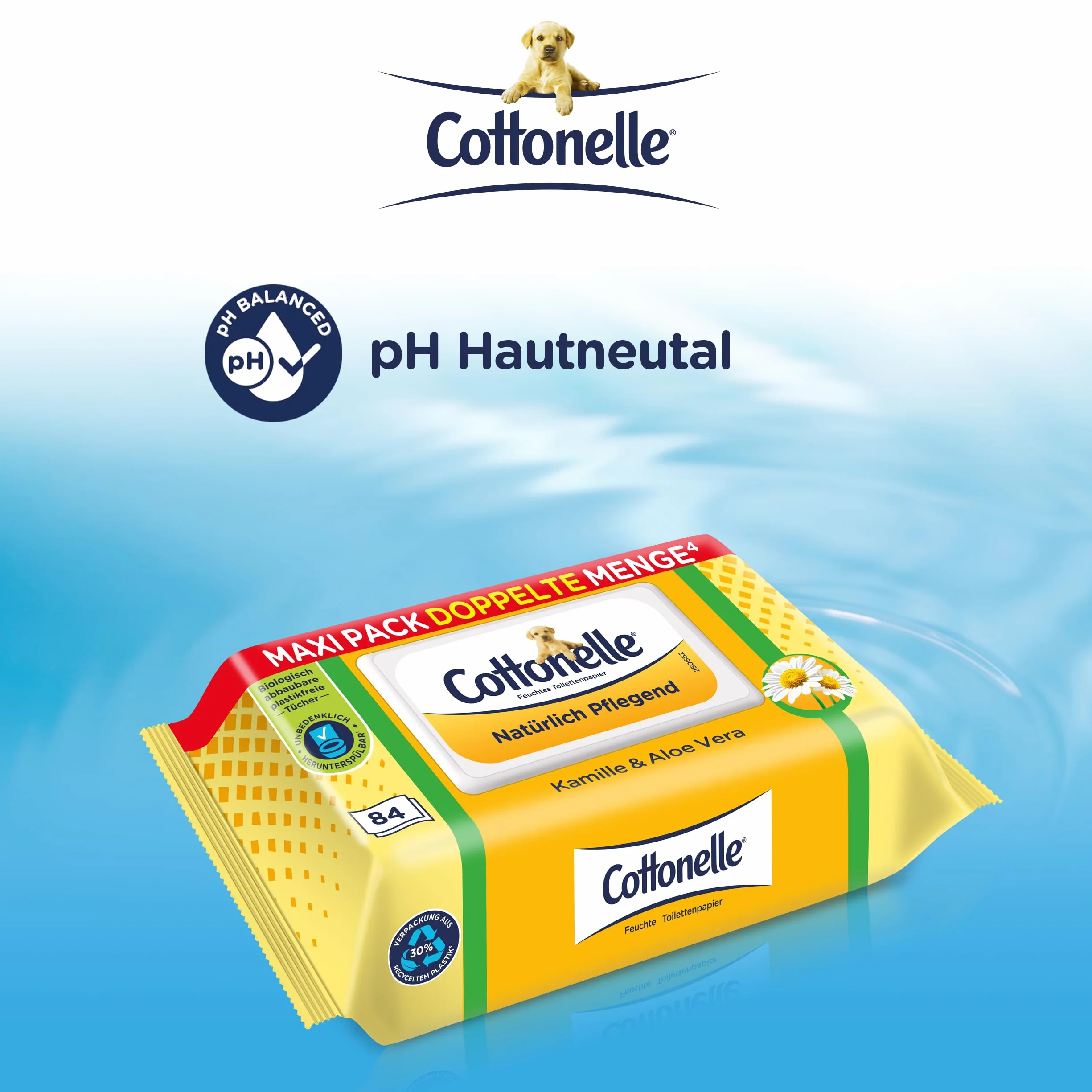 Cottonelle Wilgotny papier toaletowy rumianek i aloes biodegradowalny 84 chusteczki nawilżane