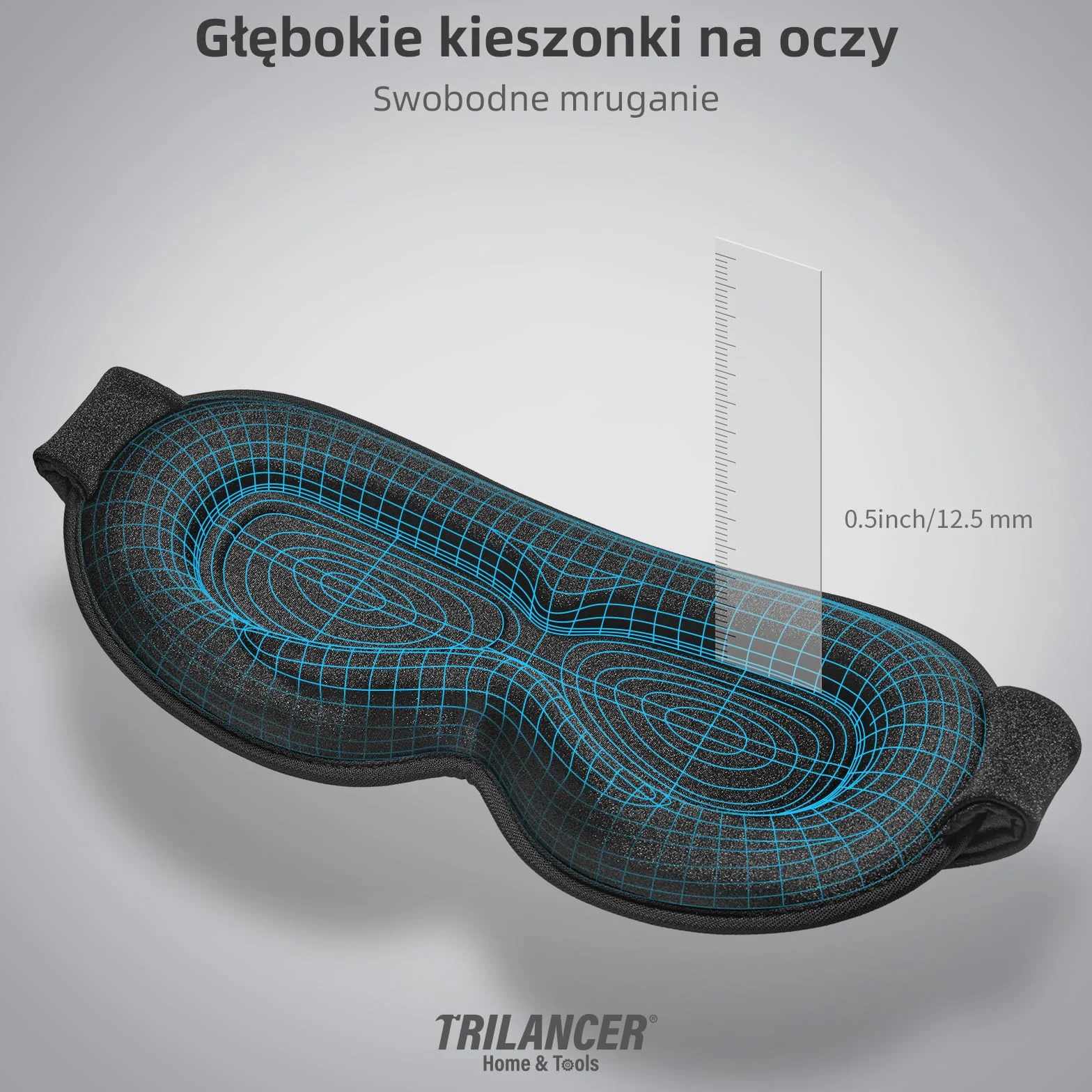 Innowacyjna Maska na Oczy 2026, Opaska do Spania Trilancer, Maska na 0czy do Snu, Maska do Spania, Podróż Samolotem, Medytacja, Drzemki, Akcesoria dla Mężczyzn i Kobiet, Blokuje (Czarna)