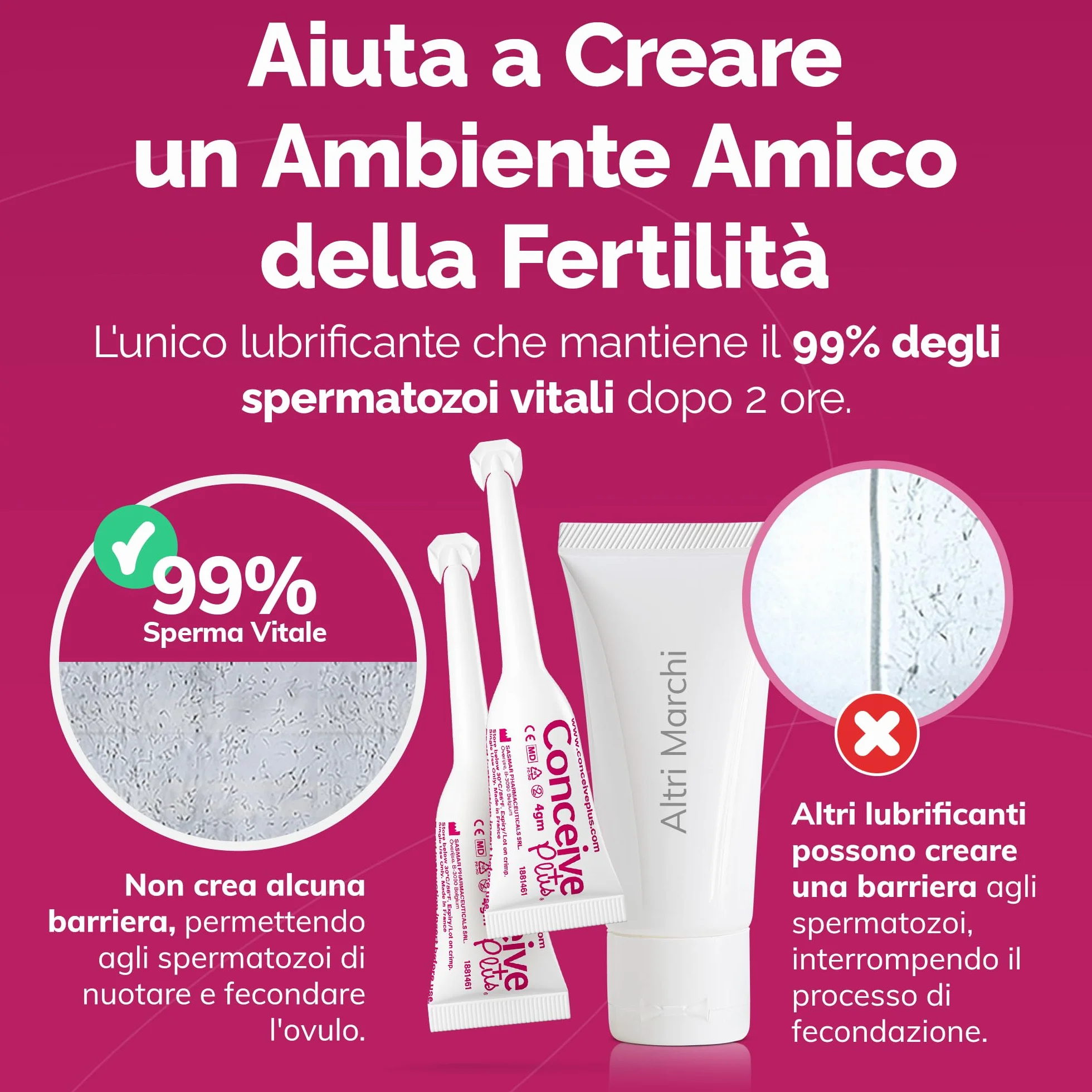 CONCEIVE PLUS lubrykant płodności dla kobiet | Jony wapnia + magnezu | Stosuj podczas próby zajścia w ciążę | Nawilżacz dopochwowy (8x4g aplikatorów)