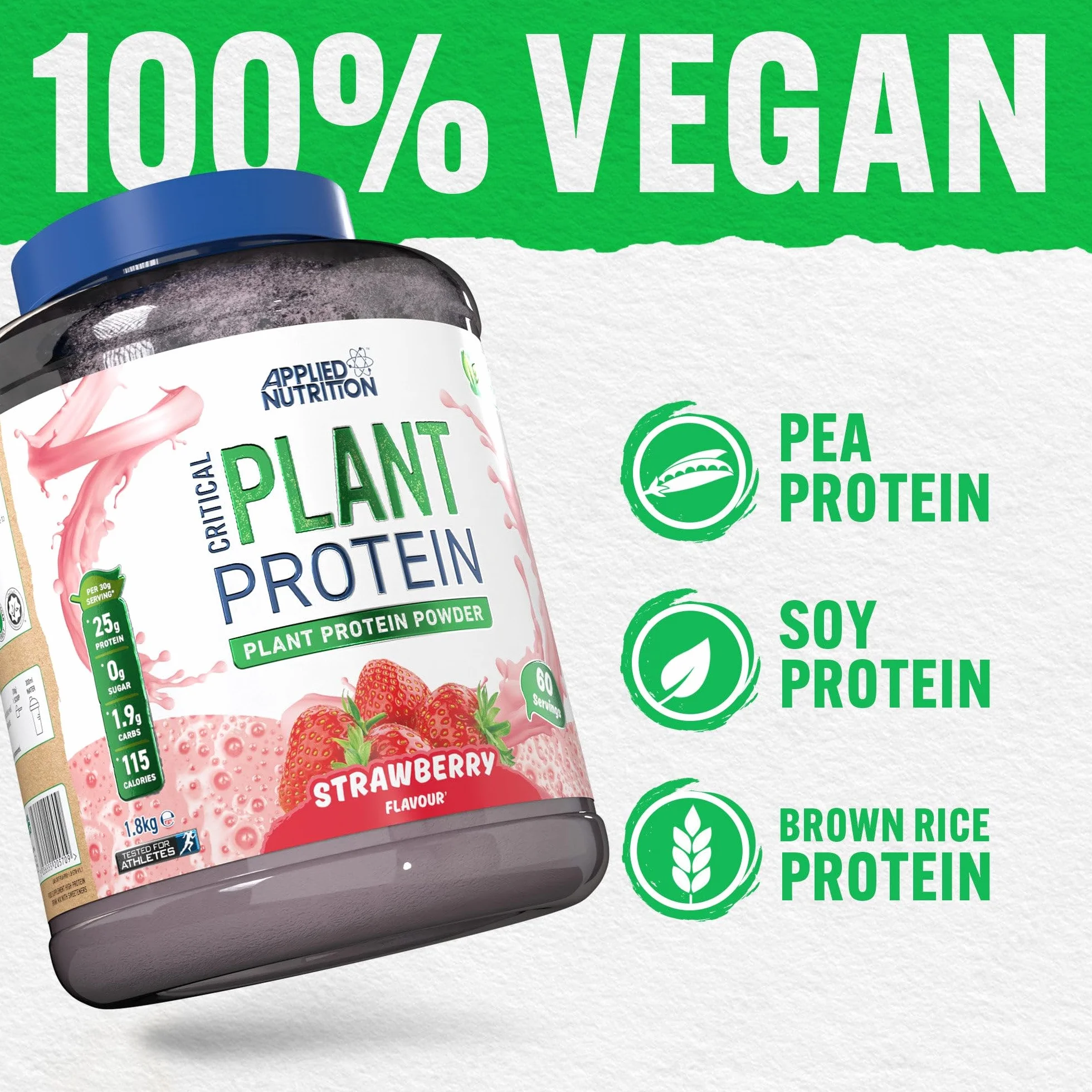 Applied Nutrition Critical Plant Protein, Strawberry - 1800g