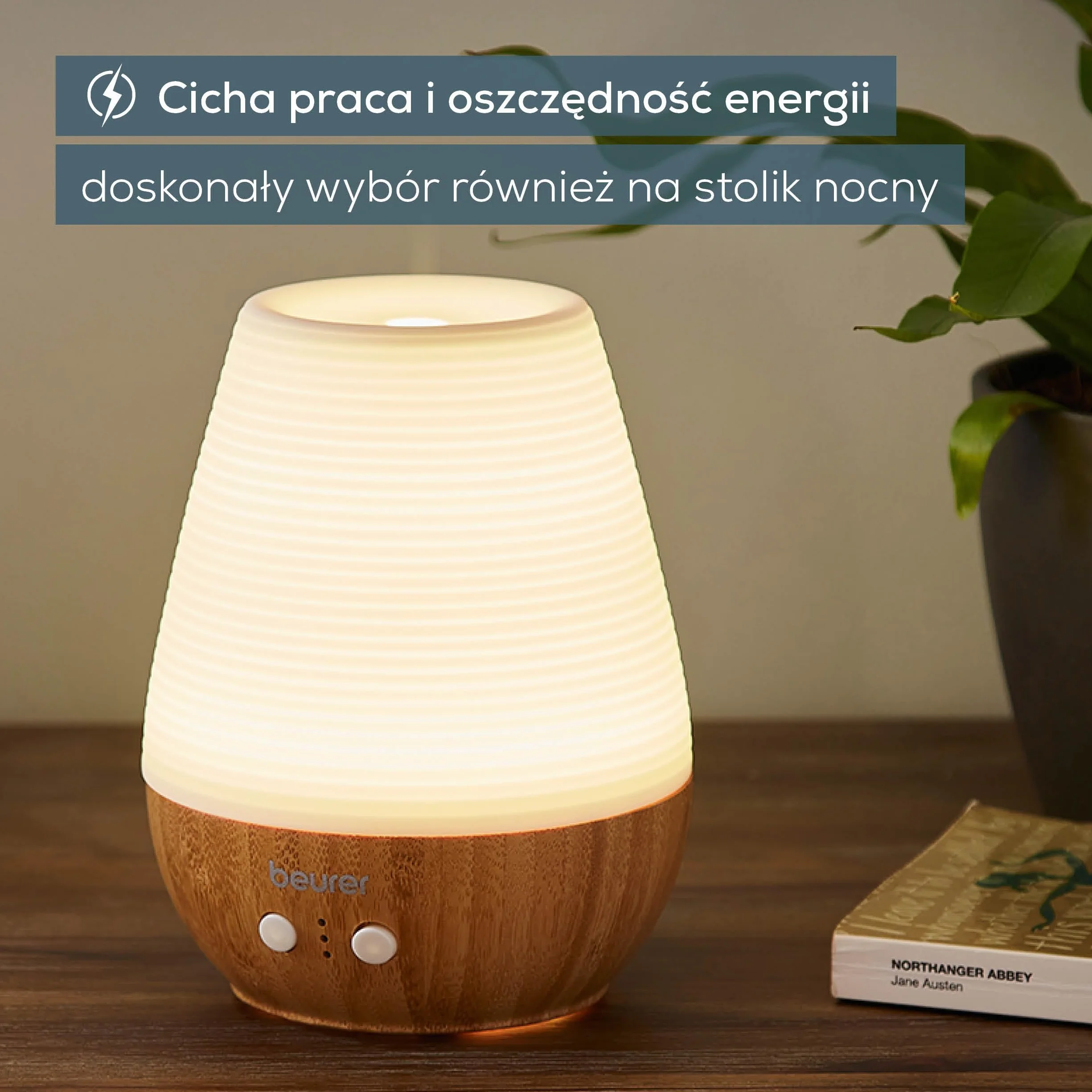 Beurer LA 40 Aroma Diffuser, nebulizator ultradźwiękowy ze światłem wellness, drewno