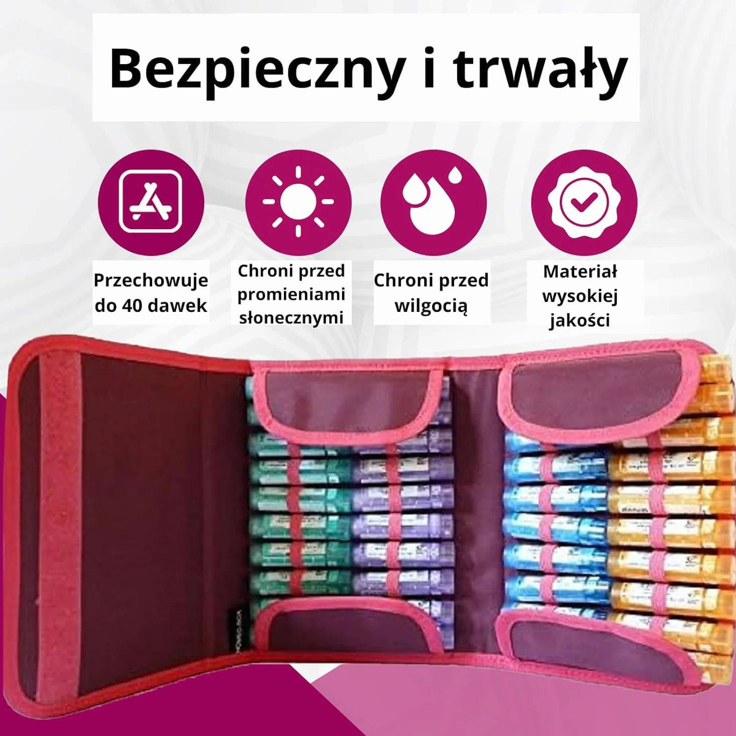 HOMEO-Case | Etui Homeopatyczne z 40 Przestrzeniami na Fiolki Boiron o Pojemności 4 Grama | Nie Zawiera Fiolków | śliwkowy