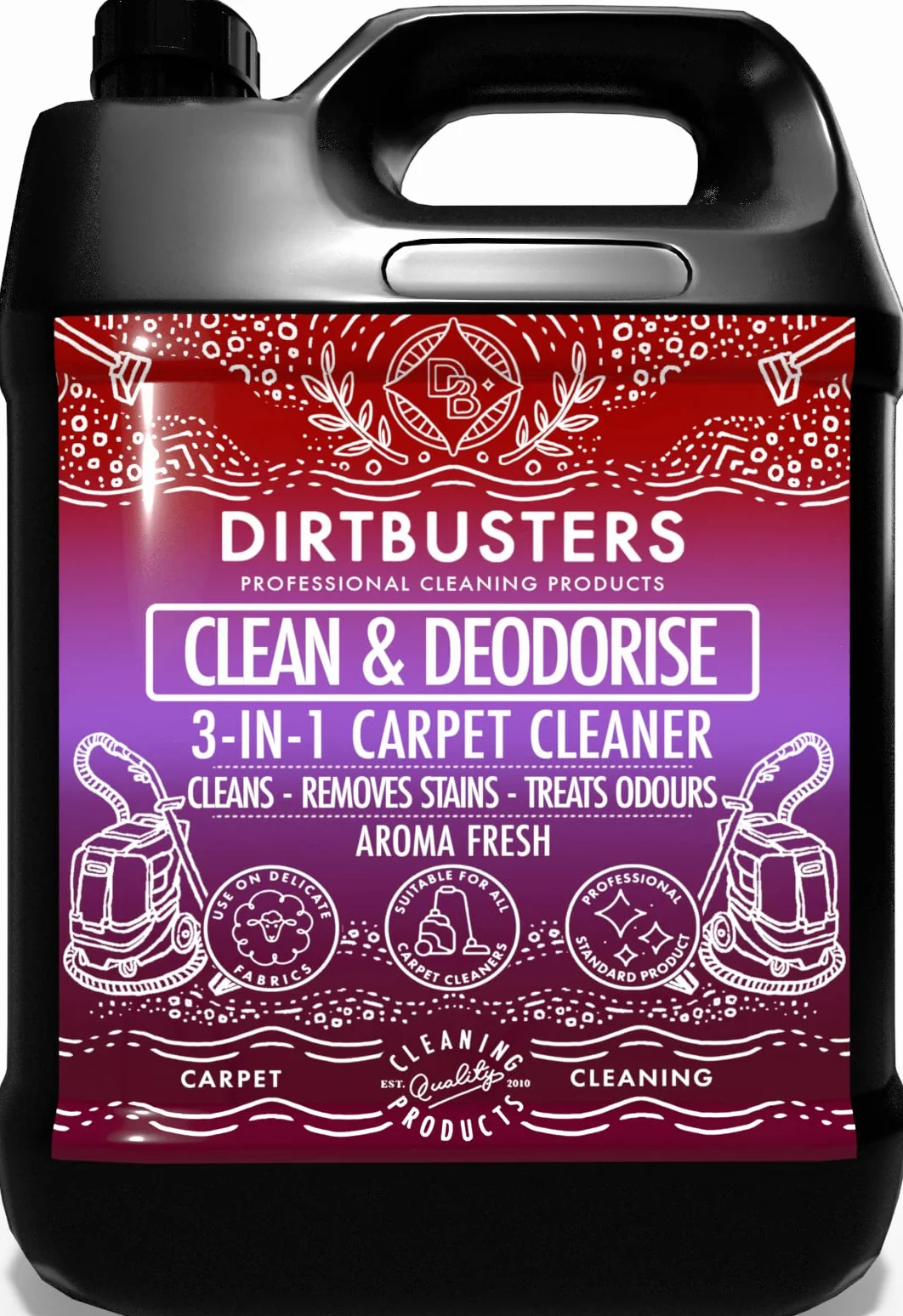 Dirtbusters Roztwór do czyszczenia dywanów (5 l) szampon czyszczący, czysty i dezodoryzujący z reaktywującym leczeniem zapachowym, świeży aromat