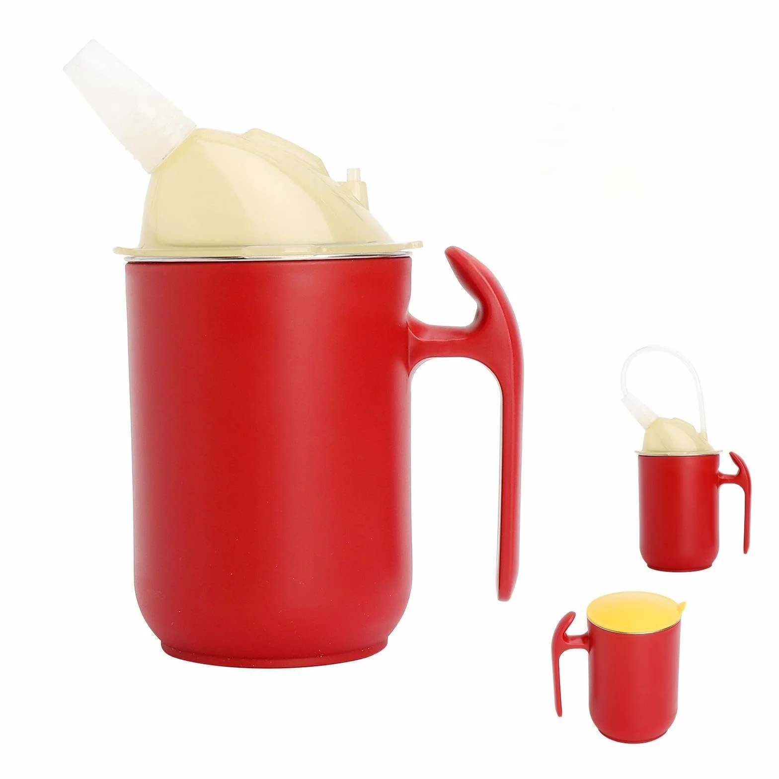 Kubek z dzióbkiem 3 w 1, dla seniorów, z uchwytem, dla dorosłych, szczelny, dla seniorów, pacjentów, z pokrywkami i słomką, 400 ml