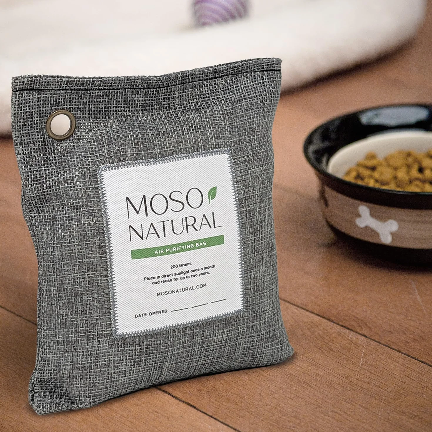 MOSO NATURAL: Oryginalna torba do oczyszczania powietrza. do samochodów, szaf, łazienek, miejsc dla zwierząt. Bezzapachowy, eliminator zapachów bez chemii. 200 g, 4 sztuki (węgiel drzewny)