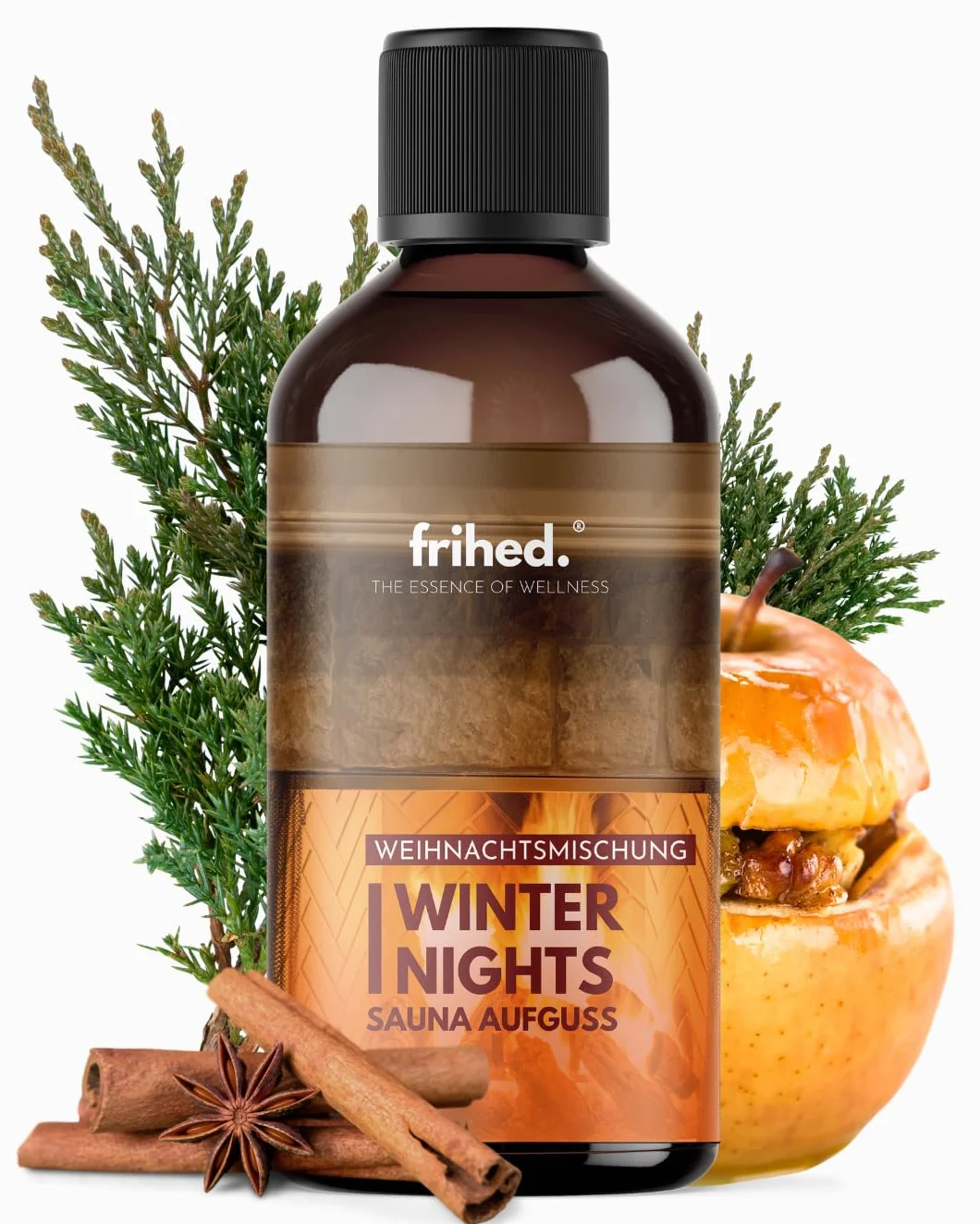 frihed.® Napar do sauny Winter Nights 100 ml – cynamon, anyż gwiazdkowy, olej z pieczonego jabłka – edycja limitowana