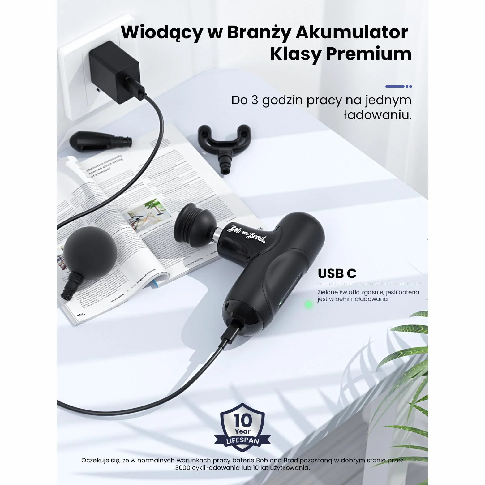 BOB AND BRAD Q2 Mini Pistolet do Masażu, Przenośny Masażer Mięśni, Cichy Silnik Bezszczotkowy, Szybkie Ładowanie USB-C, Czarny