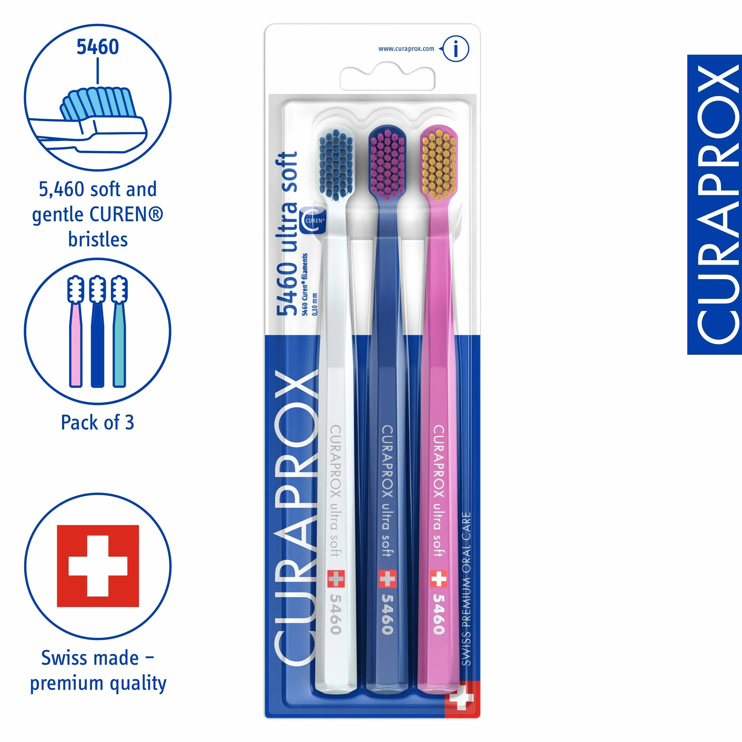 Curaprox CS 5460 Ultra-miękka szczoteczka do zębów dla dorosłych z włosiem Curen®