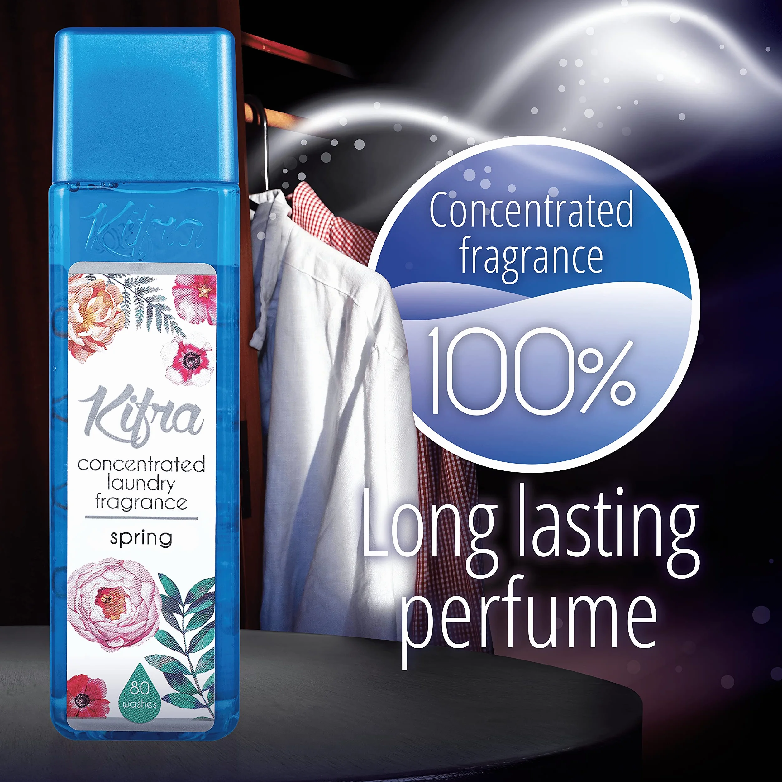 Kifra Spring skoncentrowane perfumy do prania, 200 ml, 80 cykli prania, długotrwały zapach do prania