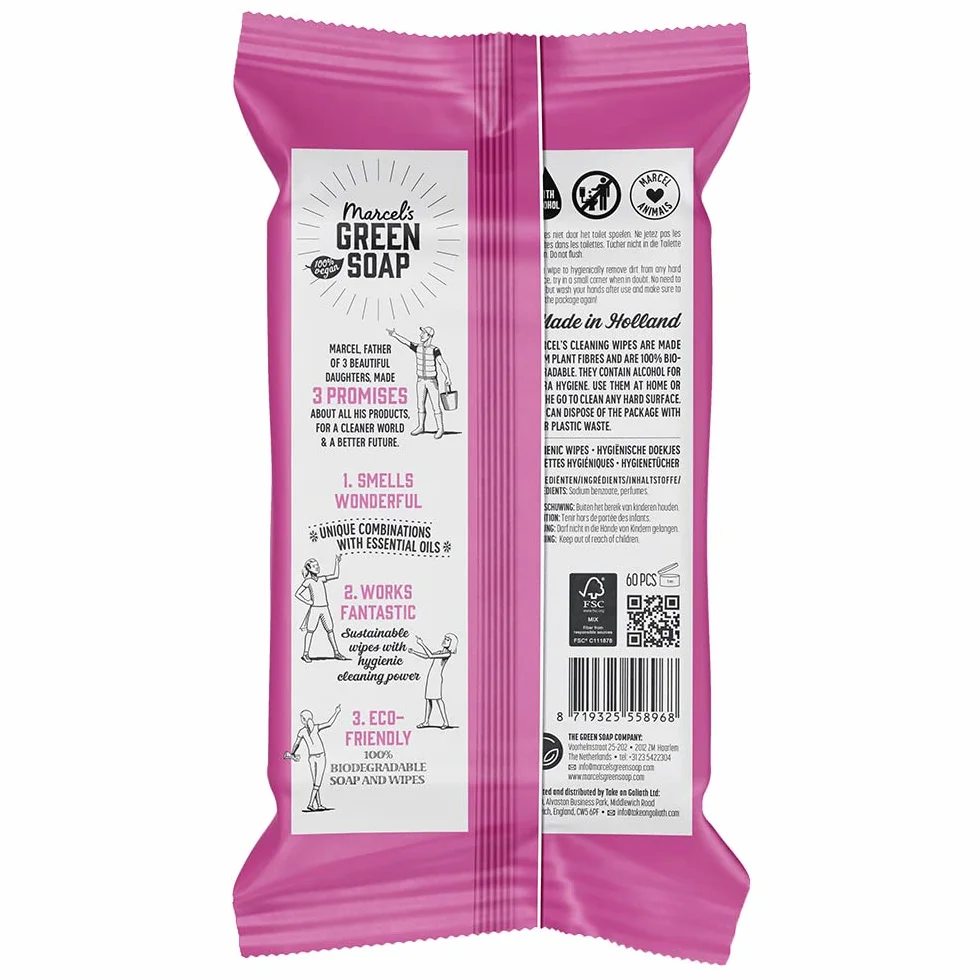 Marcel's Green Soap chusteczki nawilżane biodegradowalne paczula i żurawina 60 sztuk