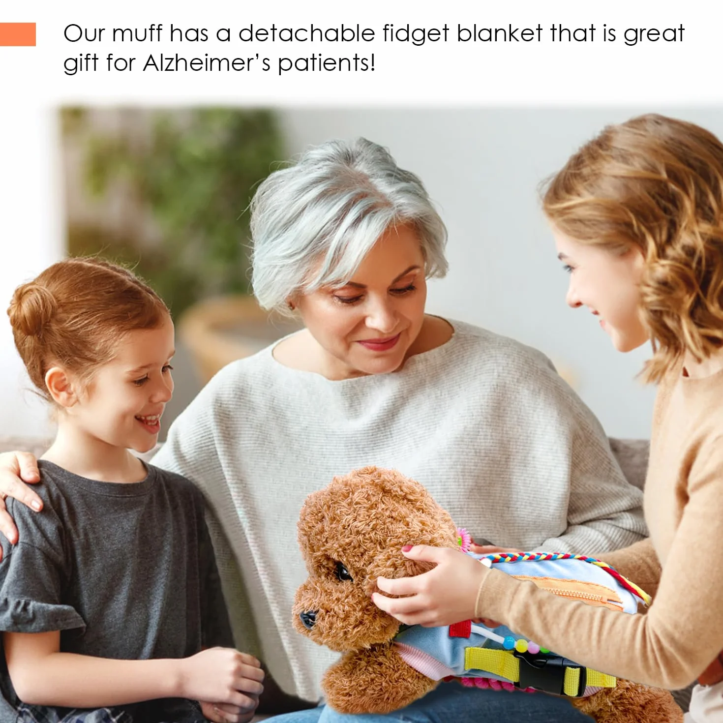 Fidget Blanket, koc dla osób starszych, koc z czujnikiem ruchu na demencję, prezent i do aktywności dla seniorów z chorobą Alzheimera lub demencją