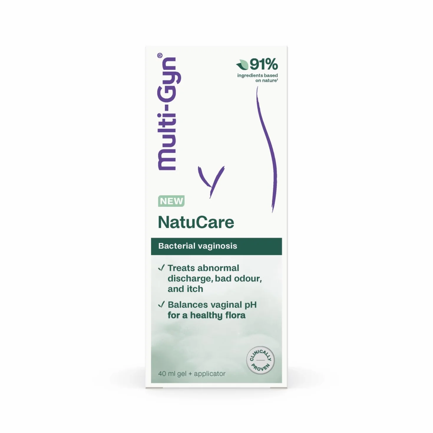 Multi-Gyn NatuCare na bakteryjne zapalenie pochwy 40 ml - infekcje bakteryjne w okolicy intymnej - Łagodzi nieprzyjemne zapachy, wydzieliny, żel intymny z kwasem mlekowym do przywracania flory - żel +