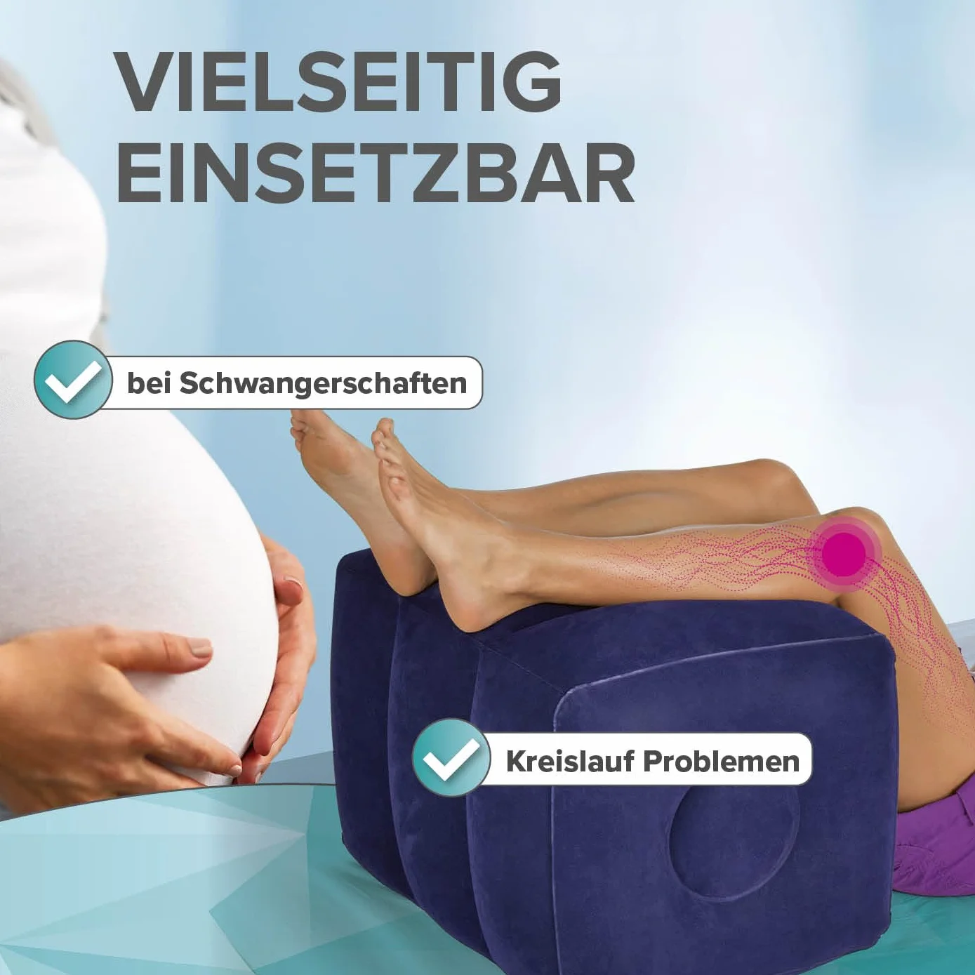 VITALmaxx Nadmuchiwana kostka krążka międzykręgowego 50 x 40 x 35 cm, do odciążenia krążków międzykręgowych | łóżko do relaksu pleców | blok do jogi do rozluźnienia mięśni pleców | w zestawie pompka