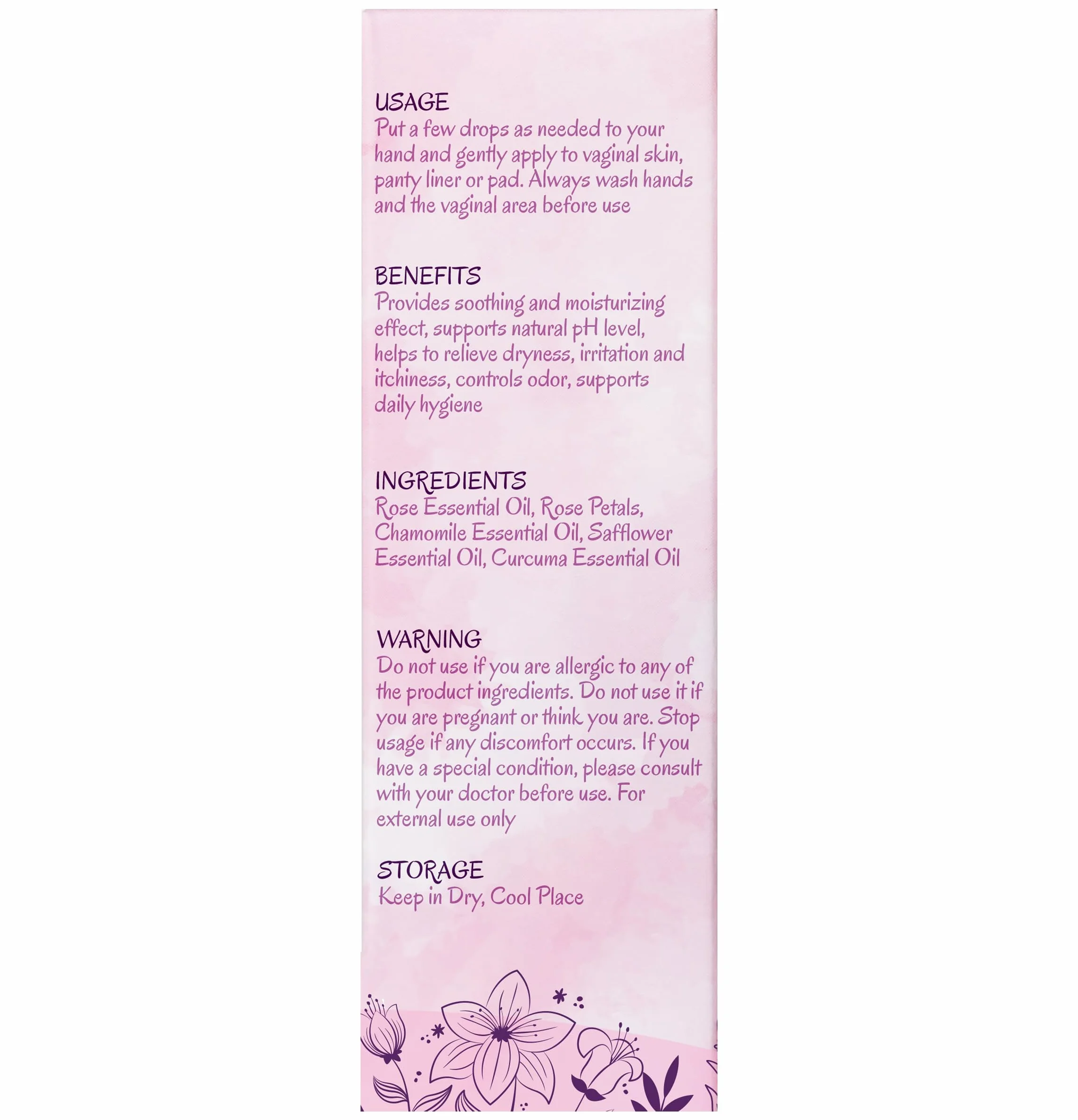 FIVONA Yoni Oil Pink Secret for Natural Soothing Feminine Care – mieszanka olejków eterycznych – mieszanka olejków nawilżających do kontrolowania Odora, detoksykacji i równowagi pH 30 ml