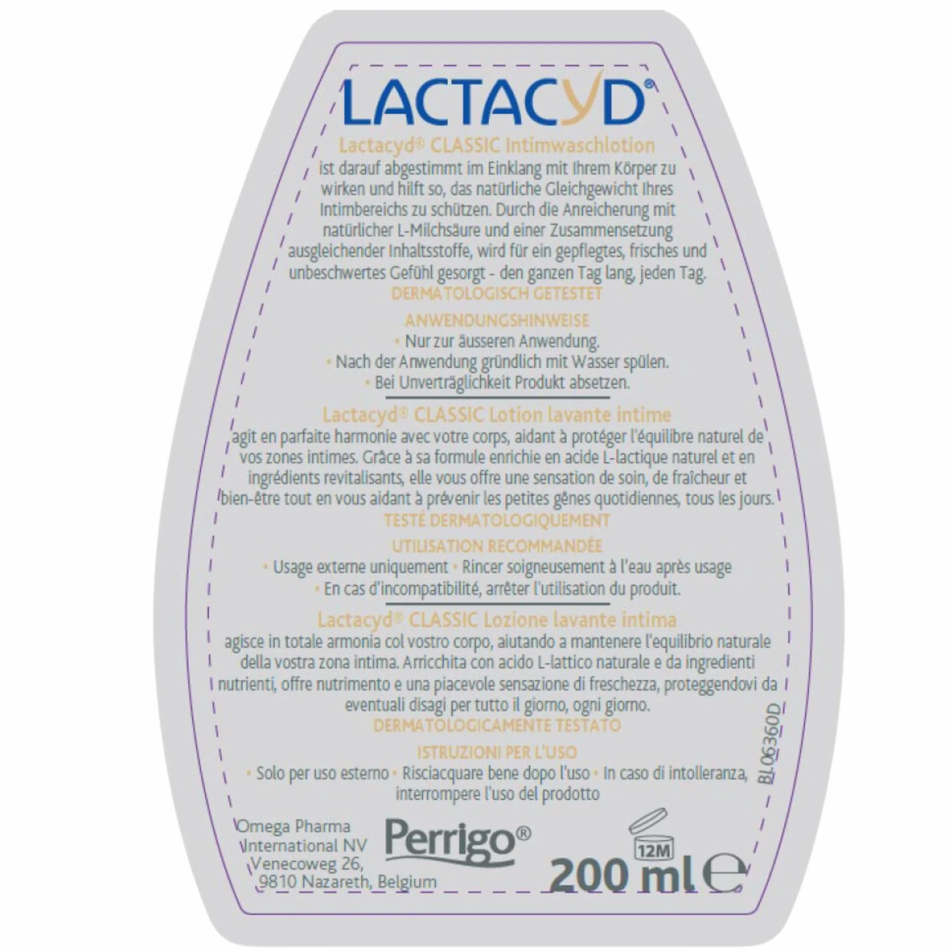 Lactacyd® Classic balsam do mycia okolic intymnych – z dostosowanym pH i naturalnym kwasem L-mlekowym – sprawdzony klinicznie i potwierdzony – 200 ml