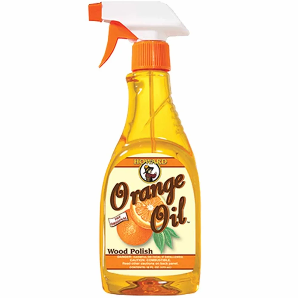Howard Feed-N-Wax Lakier do drewna z pomarańczowym olejem do czyszczenia mebli Odżywka z wosku pszczelego do renowacji antyków, w tym dwie ściereczki z mikrofibry, zestaw 4-częściowy