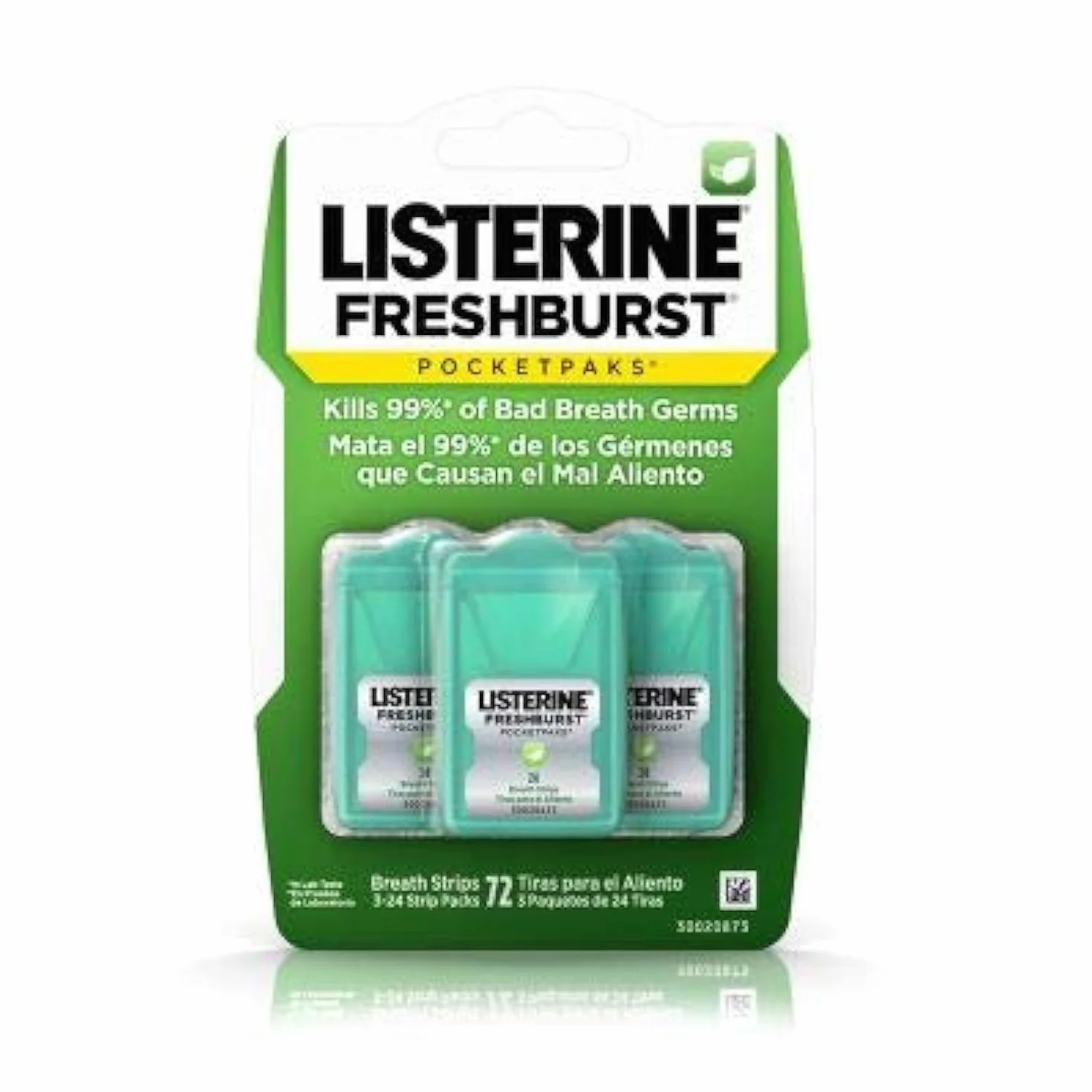 Listerine Pocketpaks Fresh Burst Breath Strips - 3 opakowania 24 pasków (łącznie 72 paski) od N/A