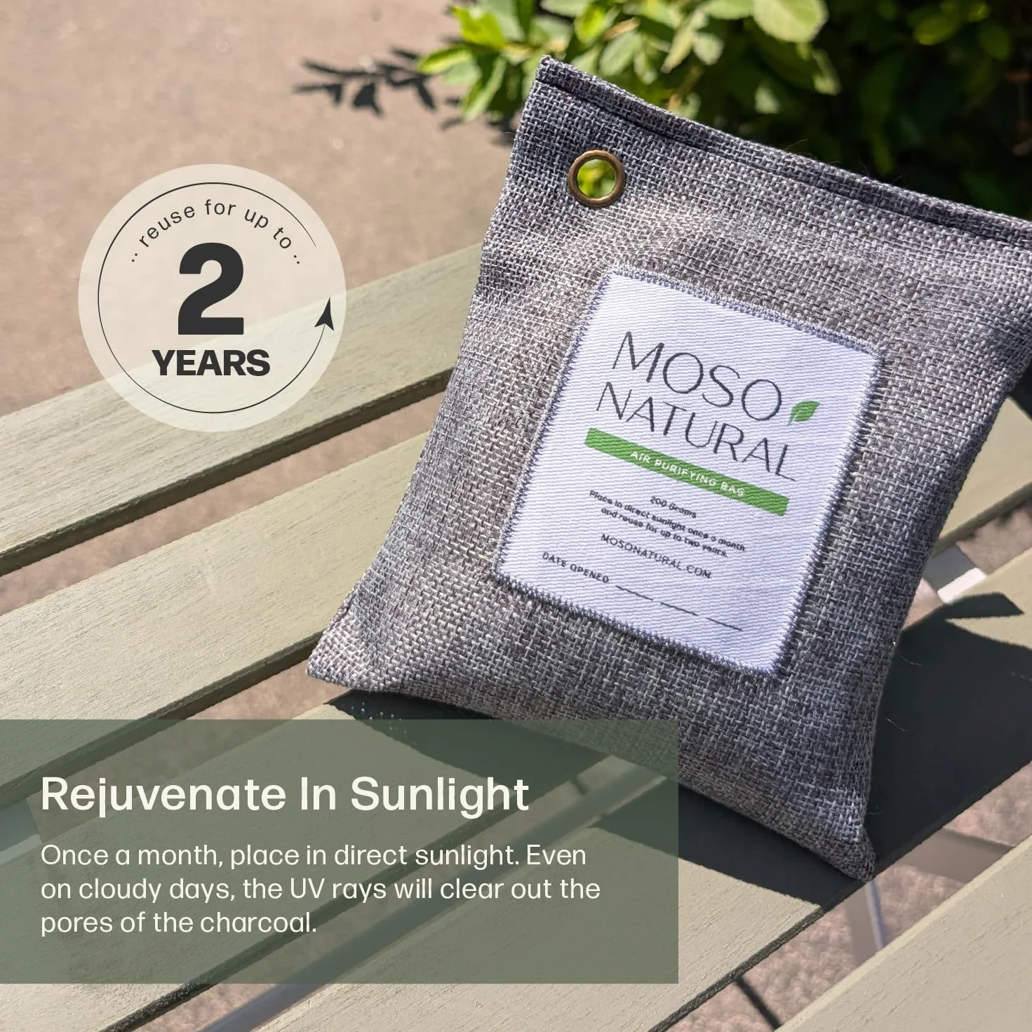 MOSO NATURAL: Oryginalna torba do oczyszczania powietrza. do samochodów, szaf, łazienek, miejsc dla zwierząt. Bezzapachowy, eliminator zapachów bez chemii. 200 g, 4 sztuki (węgiel drzewny)