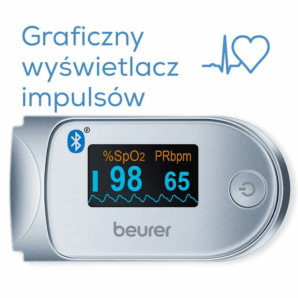 Beurer PO 60 Pulsoksymetr z Bluetooth, określenie nasycenia krwi tlenem tętniczym
