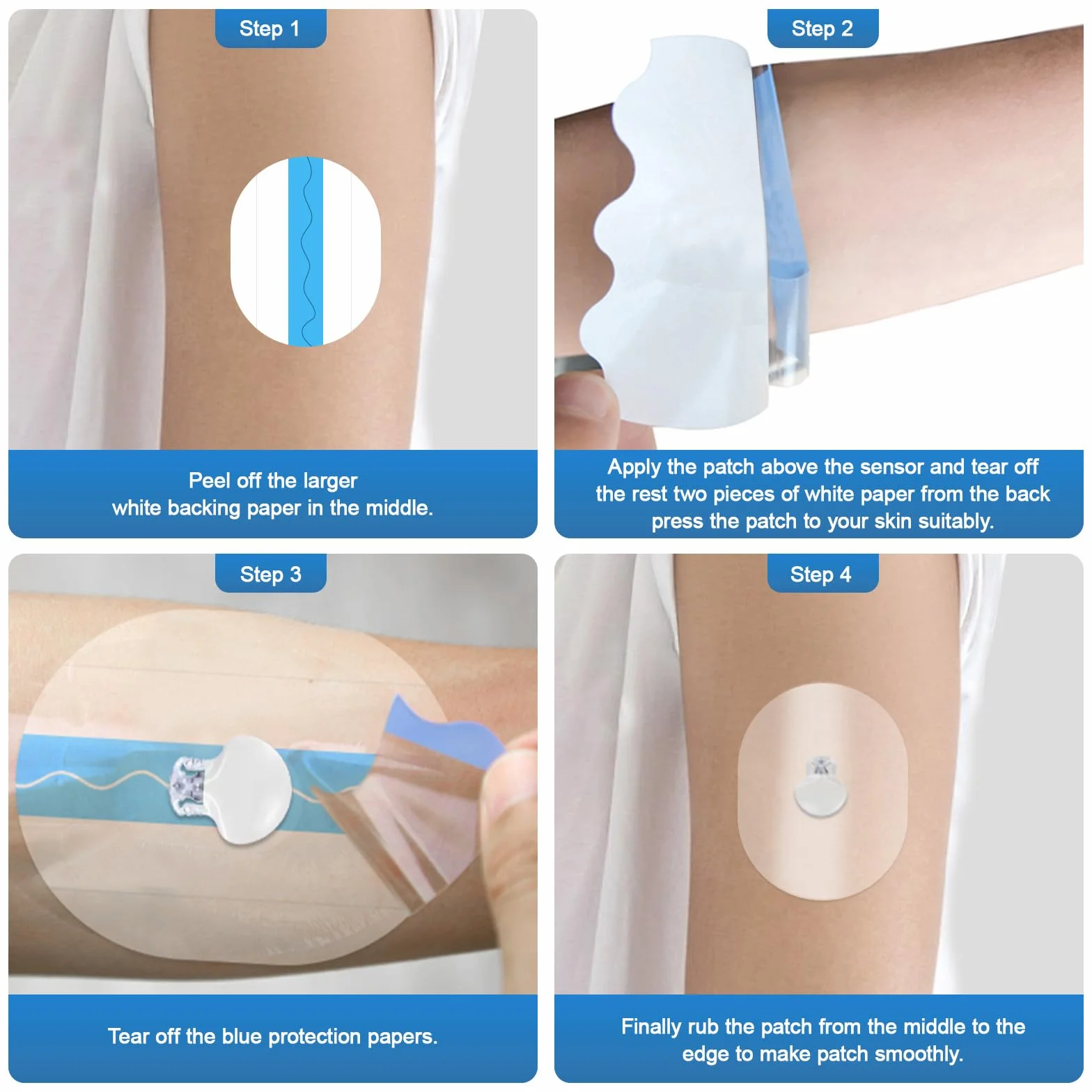 Medtronic Guardian 4 plastry z czujnikami, wodoodporne i przyjazne dla skóry, samoprzylepne plastry do czujnika Guardian 4, bez kleju na środku, idealne do codziennej ochrony czujnika