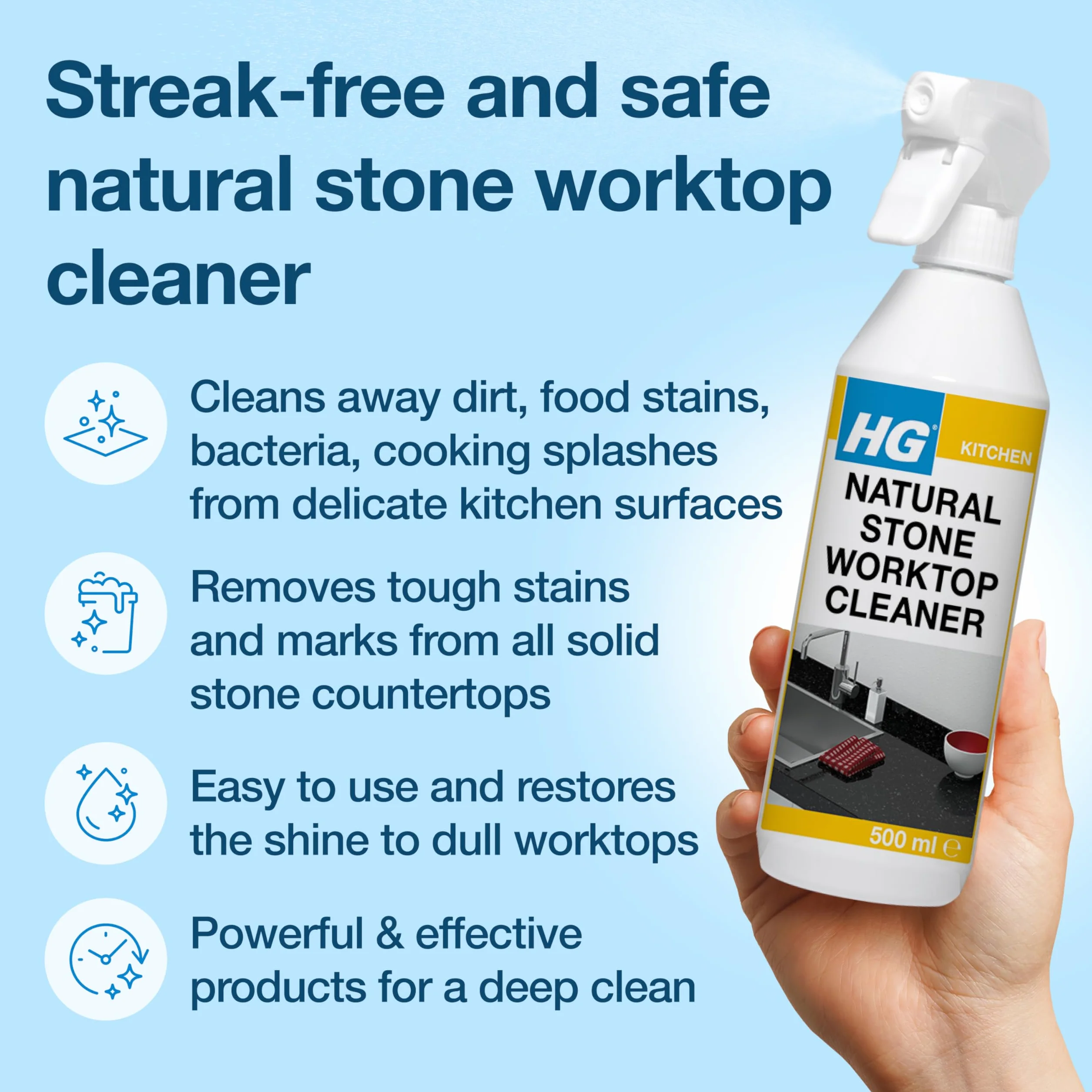 HG Naturalny kamień kuchenny Top Cleaner 500 ml - do czyszczenia bez smug