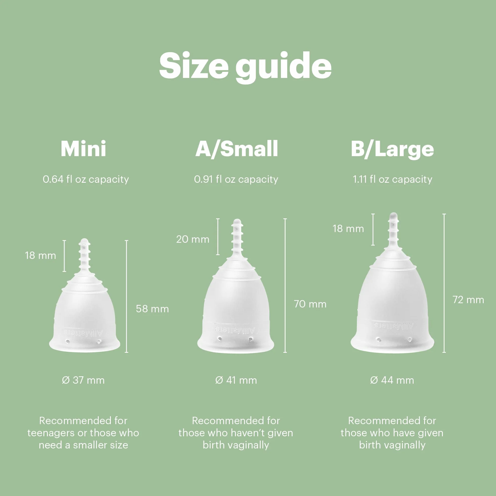 AllMatters Kubek menstruacyjny (dawniej OrganiCup) Rozmiar A, dla tych, którzy nie urodzili się dopochwowo. Nagradzany puchar okresu