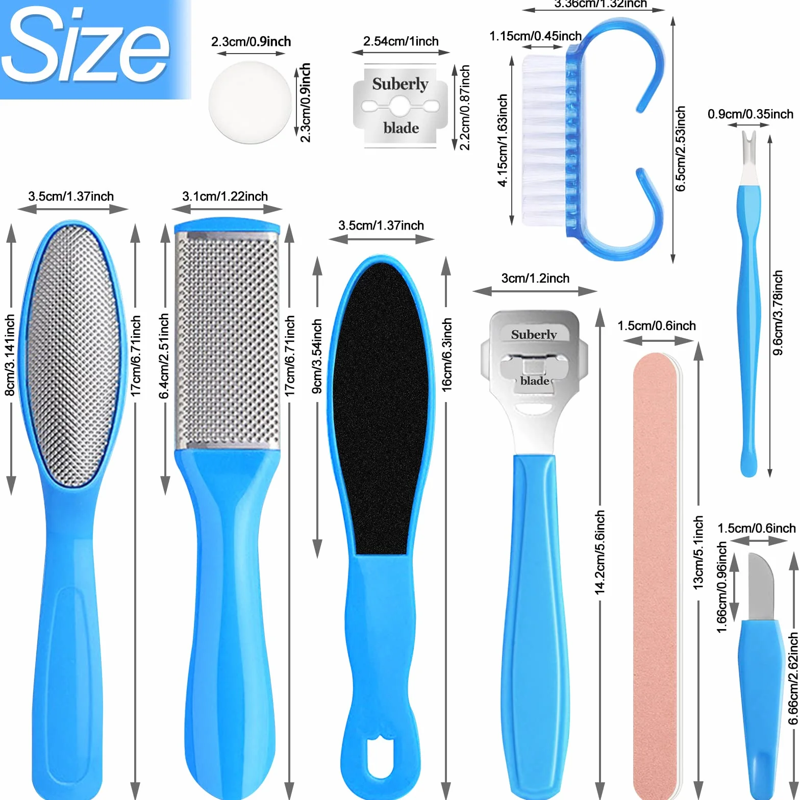 Sularpek Zestaw pilników do pedicure, profesjonalny zestaw do pedicure, pedicure, profesjonalny zestaw do pedicure, do grubych paznokci, pęknięty pilnik do stóp, zestaw do usuwania zrogowaciałów, narzędzie do pielęgnacji paznokci