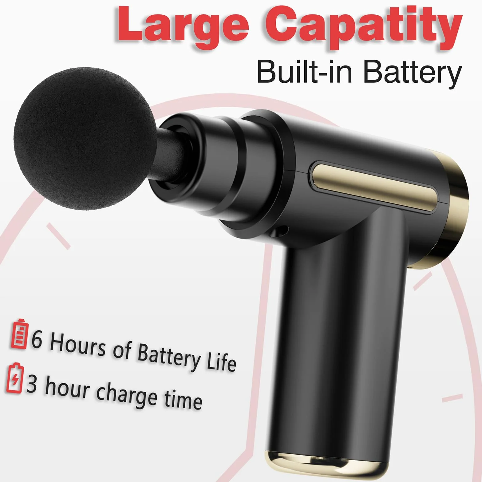 Cotsoco mini pistolet do masażu bezprzewodowy 6 prędkości 1800 mAh ładowanie USB-C 4 głowice