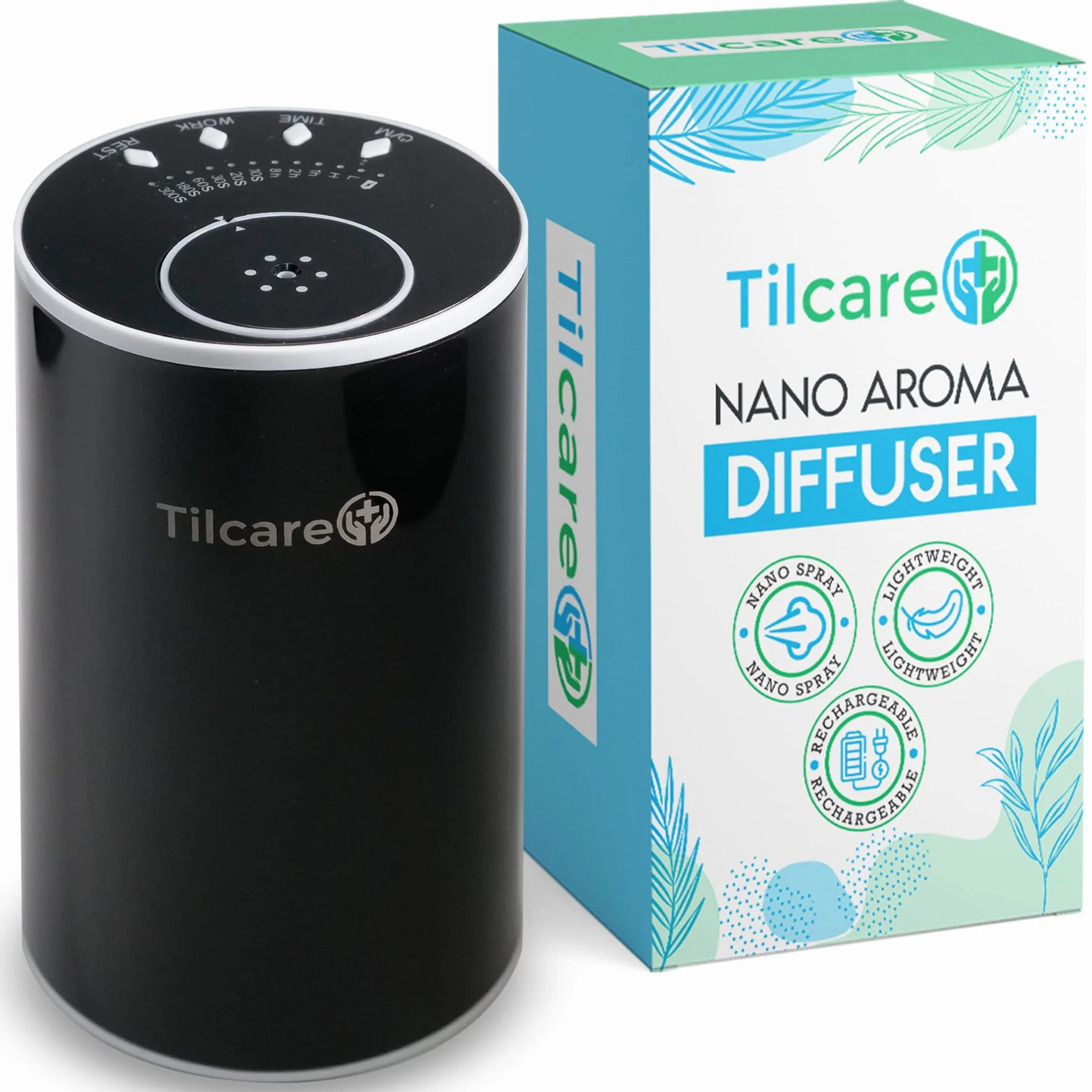 Bezwodny nano dyfuzor olejków eterycznych do aromaterapii, bezprzewodowy, ładowalny, czarny