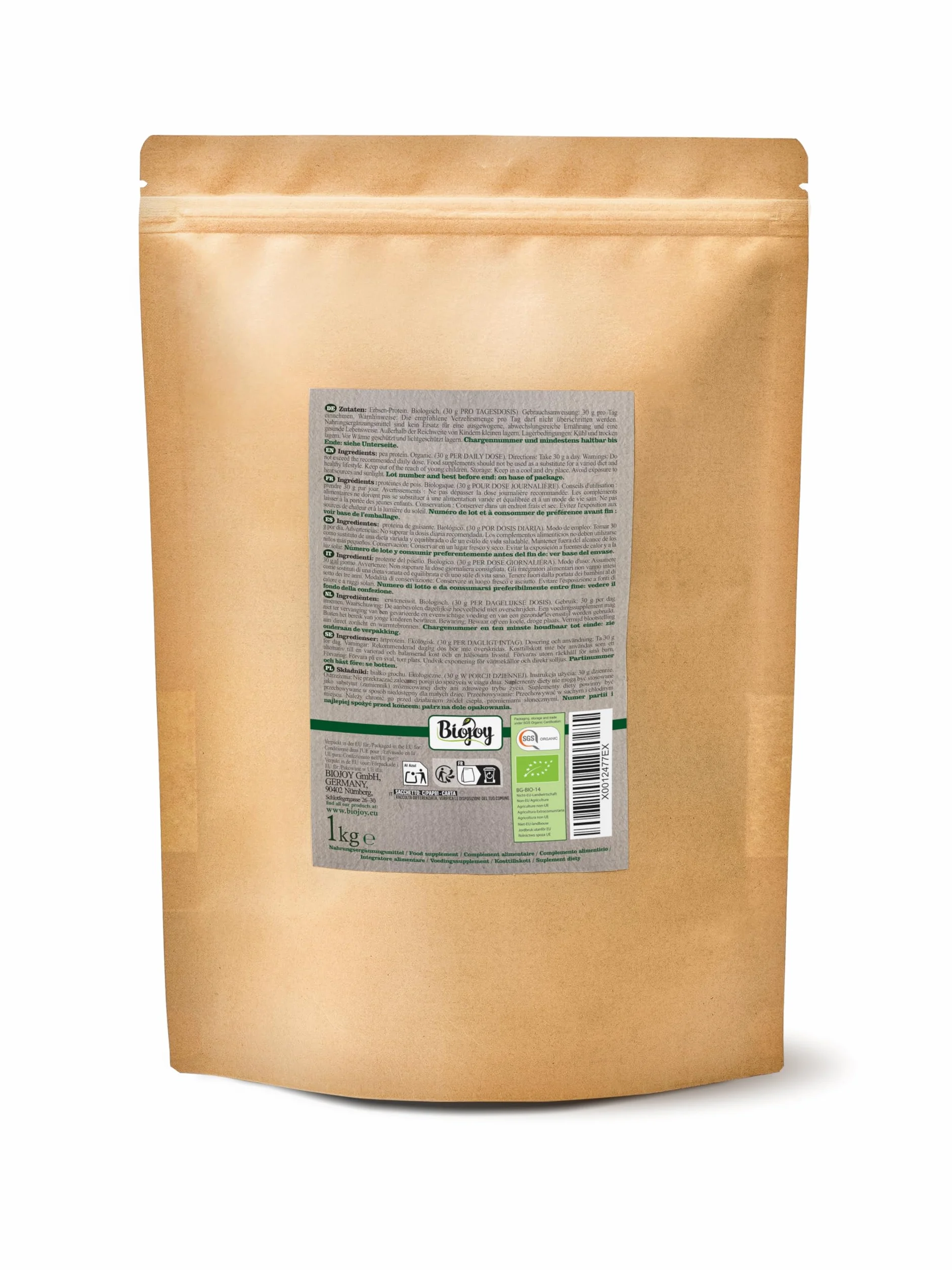 Biojoy BIO-białko groszku izolat, proszek białkowy (1 kg)