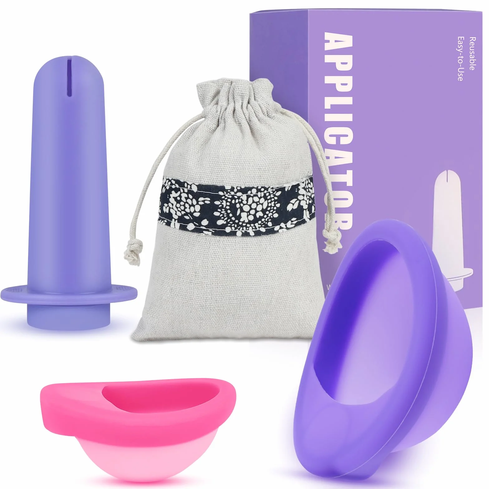 Krążki menstruacyjne silikon medyczny rozmiary S+L zestaw 2 sztuki z narzędziami