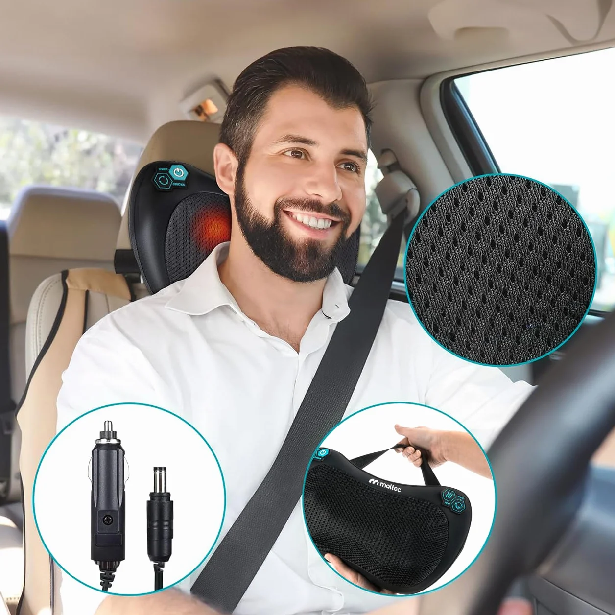 Masażer Poduszka Masująca Shiatsu do Pleców Karku Nóg Ciała PRO-Comfy30W-01