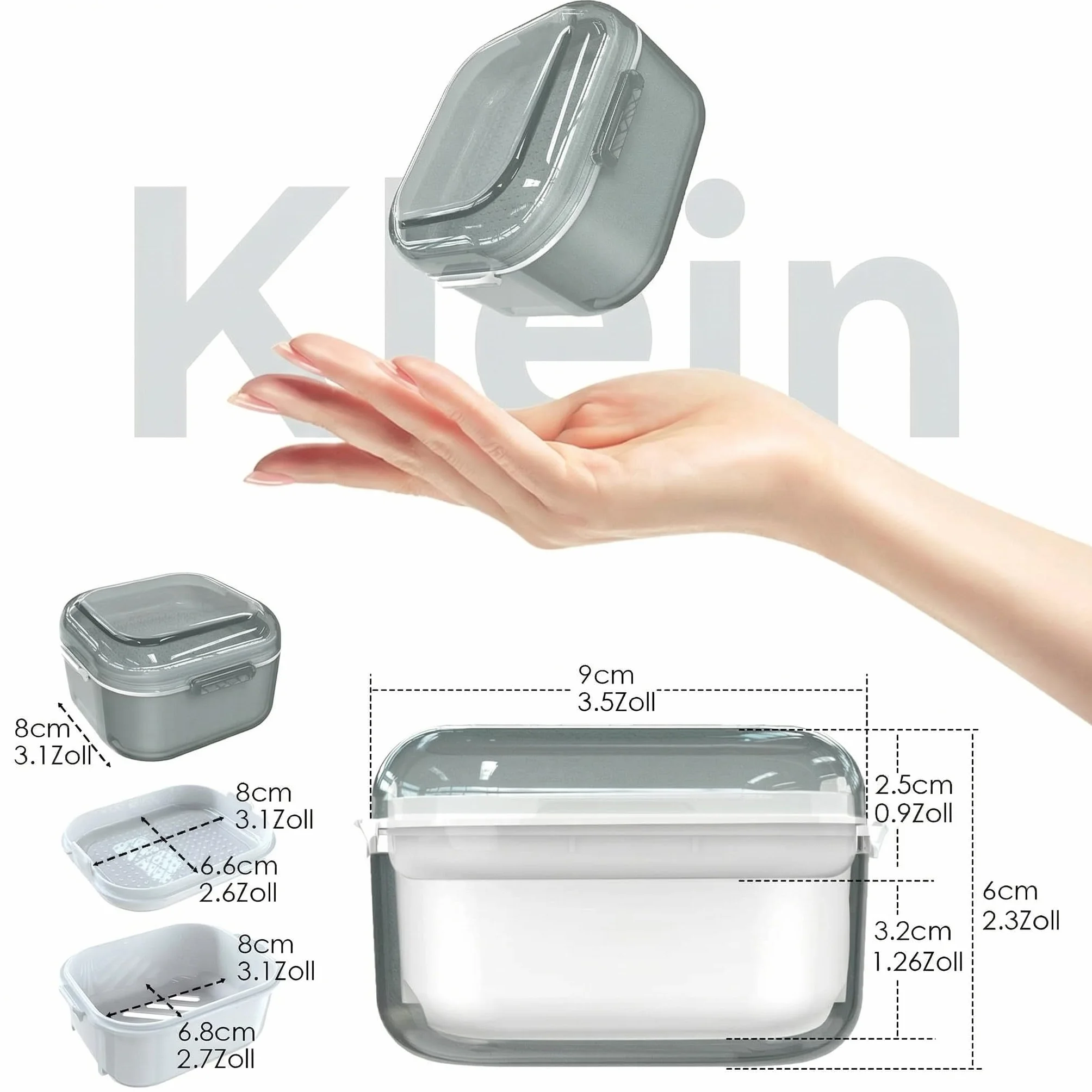 ARGOMAX Pudełko na protezy zębowe z sitkiem do czyszczenia i przechowywania