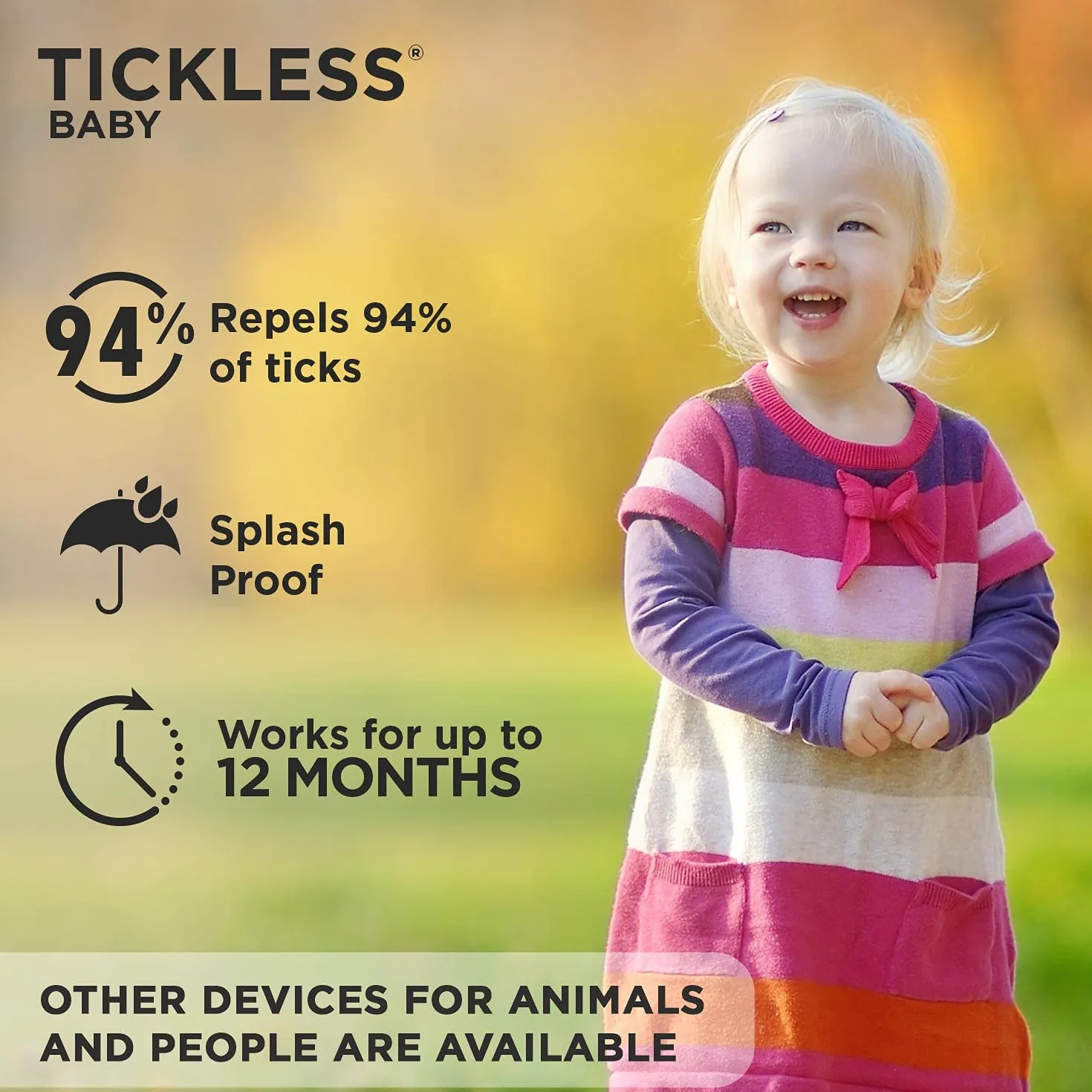 Tickless Baby - ultradźwiękowa ochrona przed kleszczami i pchłami dla dzieci - różowa