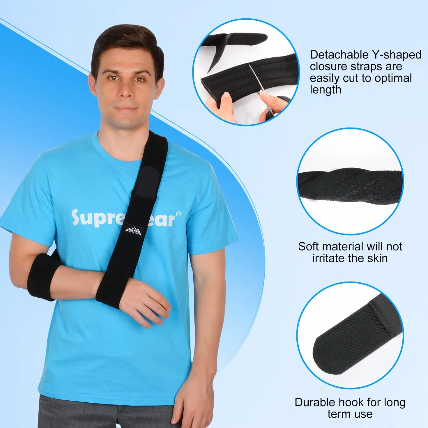 supregear chusta na ramię, regulowana szyna immobilizerowa rotatorów, lekka klapka na ramię z rannym ramieniem, złamana kość, lewe i prawe ramię dla mężczyzn i kobiet