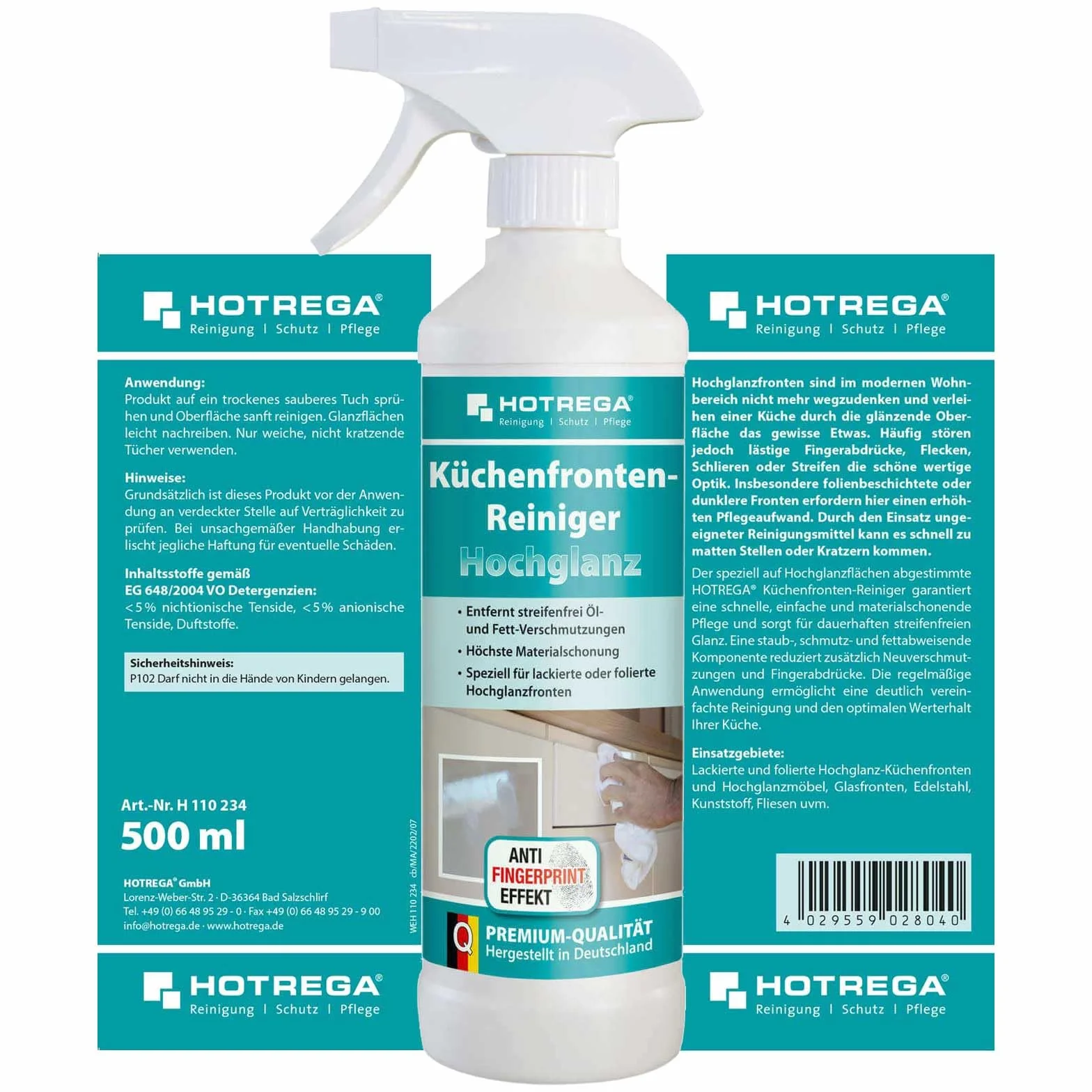 HOTREGA Środek do czyszczenia frontów kuchennych 500 ml wysoki połysk