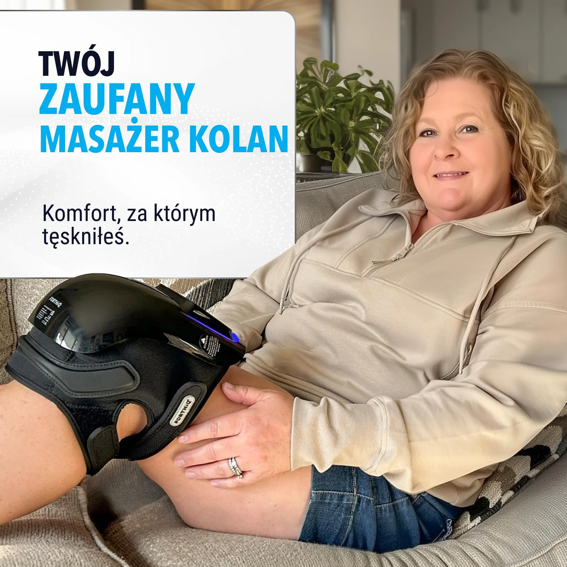FORTHiQ Pro+ Masażer Kolana z Ciepłem i Czerwonym Światłem Bezprzewodowy Regulowane Paski