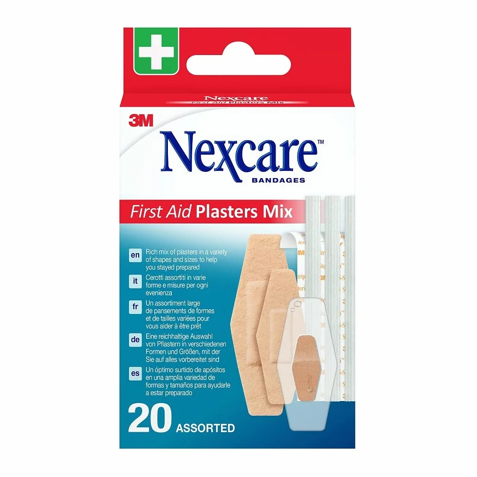 Nexcare Mieszanka plastrów pierwszej pomocy, różne, 20 sztuk w opakowaniu