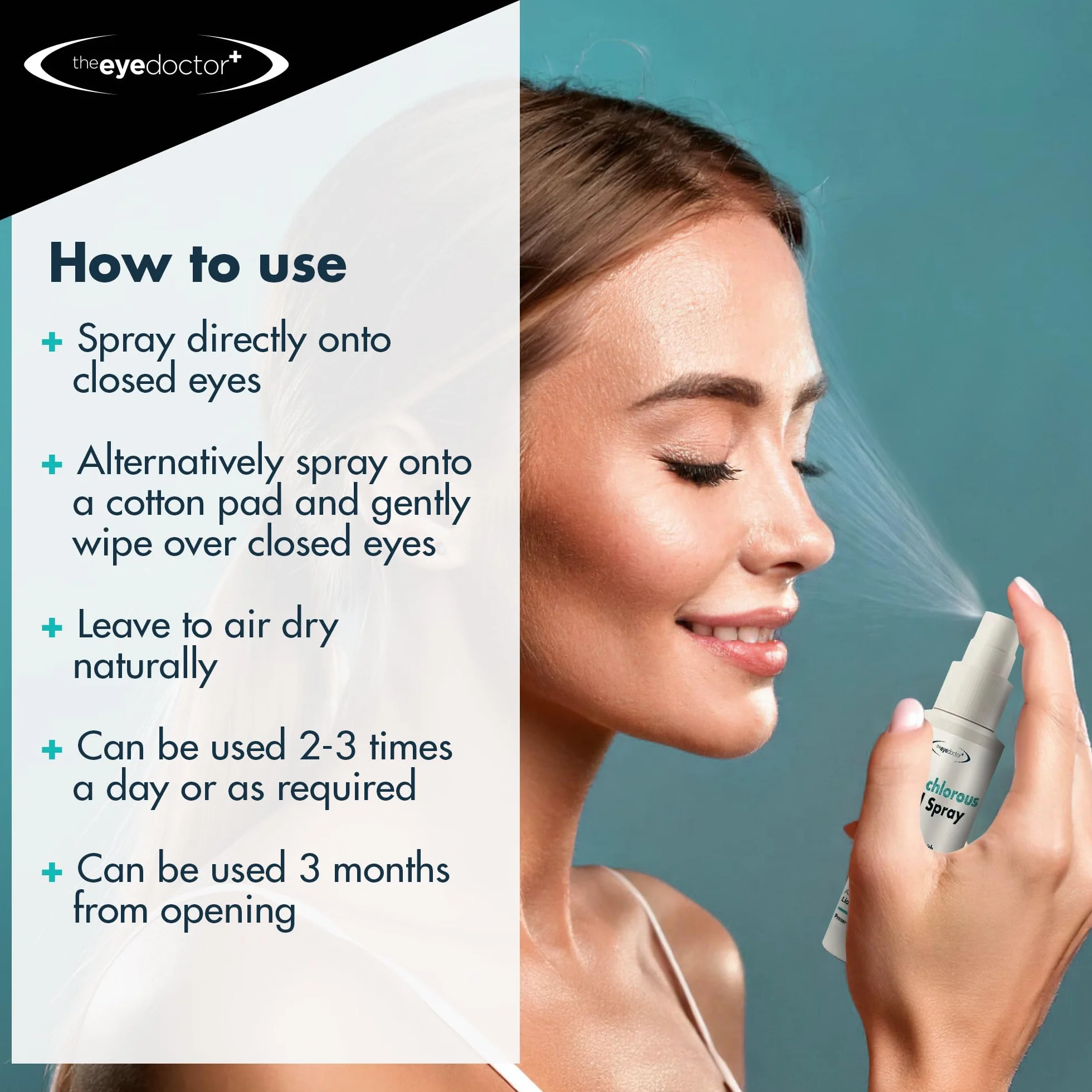 The Eye Doctor Hipochlorous Spray do oczyszczania powiek – hipoalergiczny spray do oczu o właściwościach antybakteryjnych do suchych oczu, zapalenia powiek i MGD, konserwujący i bezalkoholowy, przyjazny dla soczewek kontaktowych, 100 ml