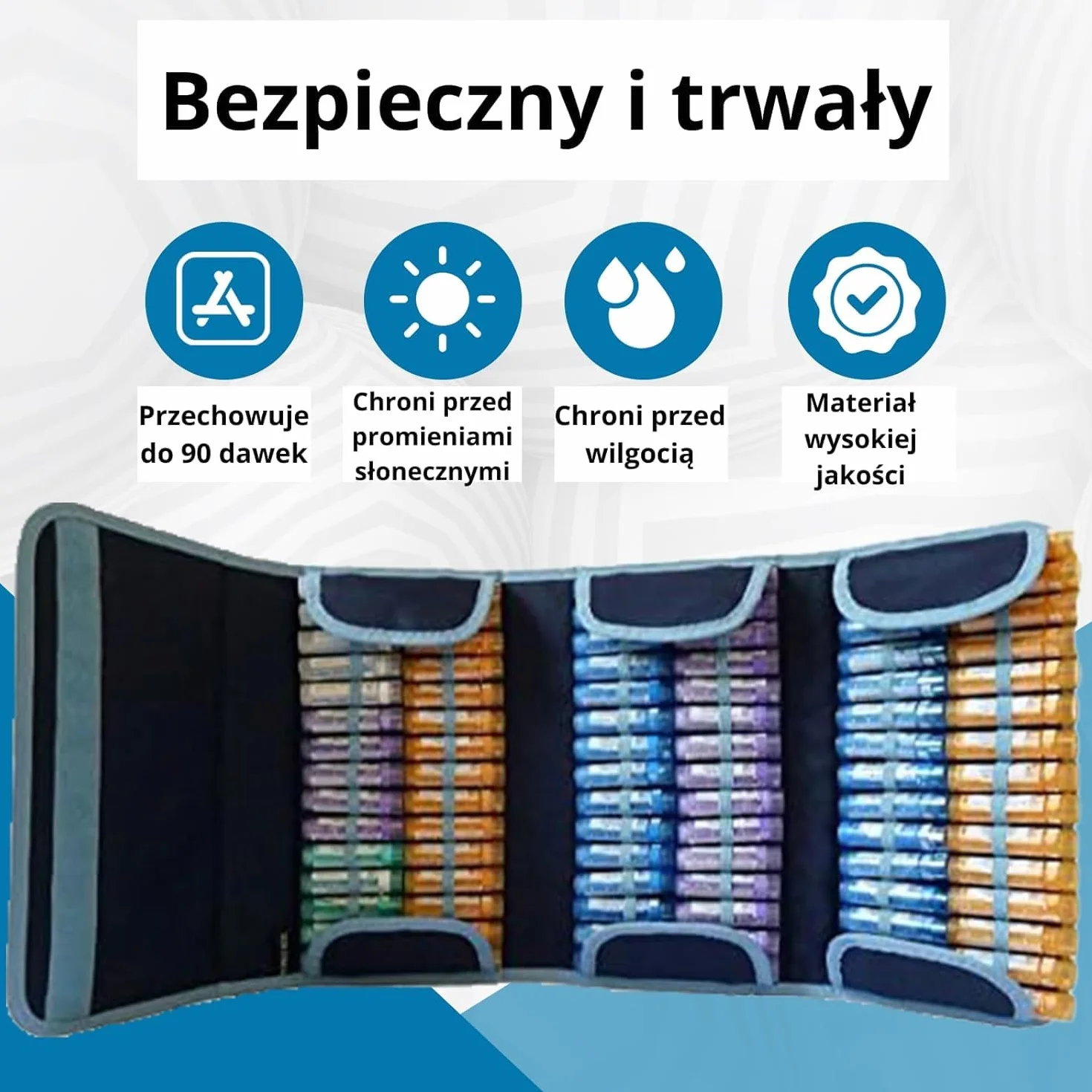 HOMEO-Case | Etui Homeopatyczne z 90 Przestrzeniami na Fiolki Boiron o Pojemności 4 Grama | Nie Zawiera Fiolków | Niebieski