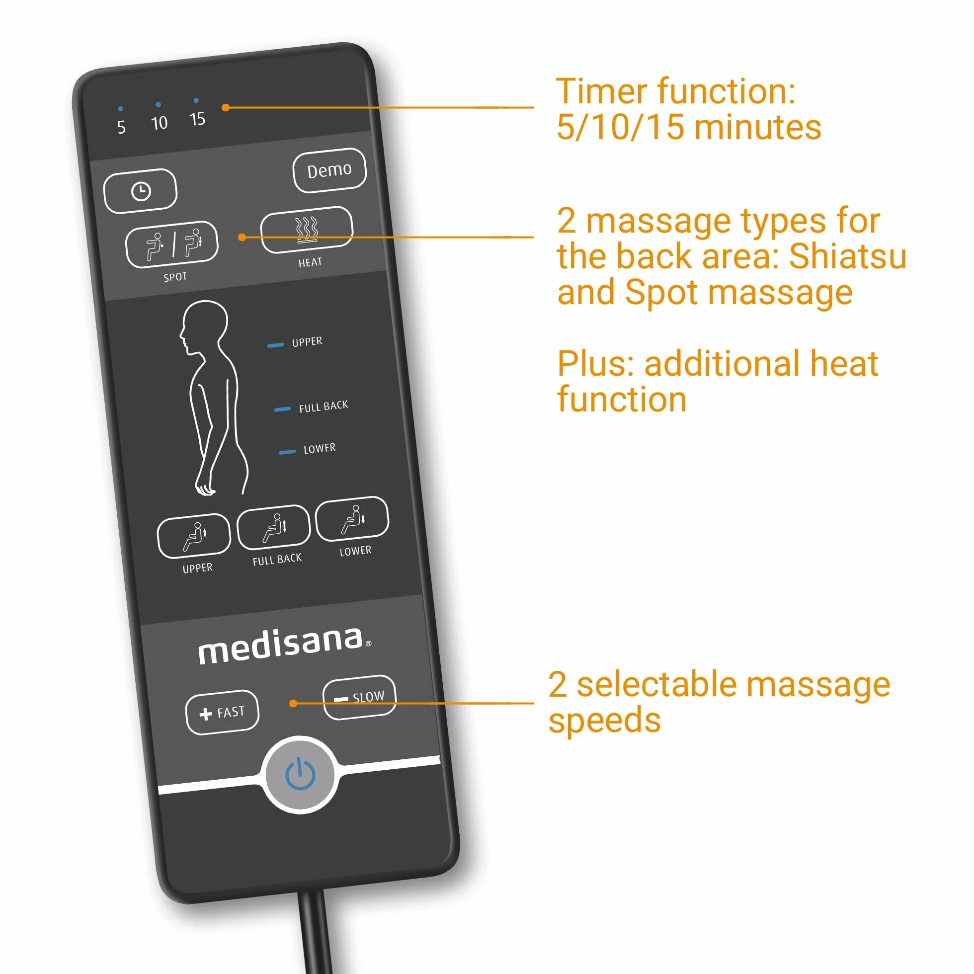 medisana RC 450 Fotel relaksacyjny z funkcją masażu shiatsu, fotel masujący z funkcją ciepła i masażu punktowego