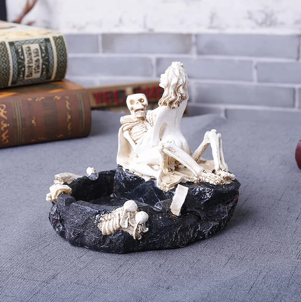 Halloween czaszka popielniczka, żywica rzemiosło czaszka kreatywny seksowny mężczyzna popielniczka dekoracja domu (Styl dwa)