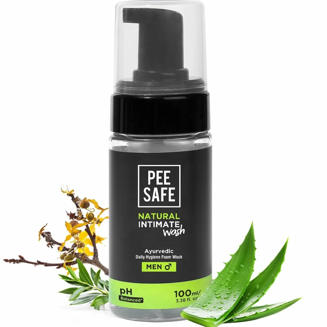 PEESAFE Naturalny żel do higieny intymnej dla mężczyzn | żel do kąpieli dla mężczyzn | żel do higieny narządów płciowych | żel do codziennej higieny, z olejkiem eterycznym z drzewa herbacianego i ekstraktami ajurwedyjskimi, 100% bez alkoholu - 3,38 Fl Oz
