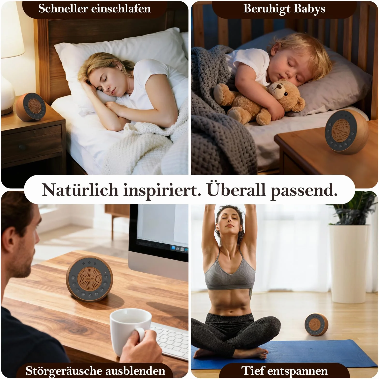 Housbay White Noise Machine 35 dźwięków natury z timerem do spania biały szum dla niemowląt i dorosłych