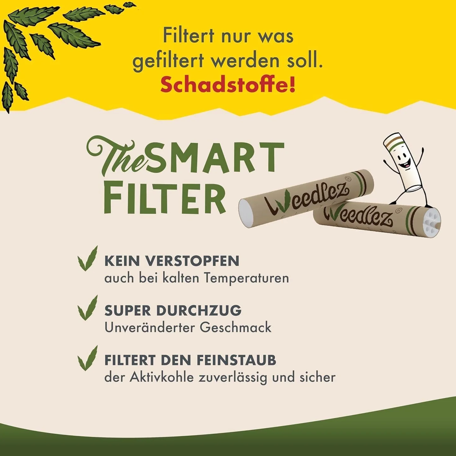 SmartFilter ø 7 mm – Big Flow | 50 sztuk | filtr z węglem aktywnym z celulozą, ceramiką i wegańskim węglem aktywnym z łupiny orzecha kokosowego | mniej szkodliwych i łagodne doznania podczas