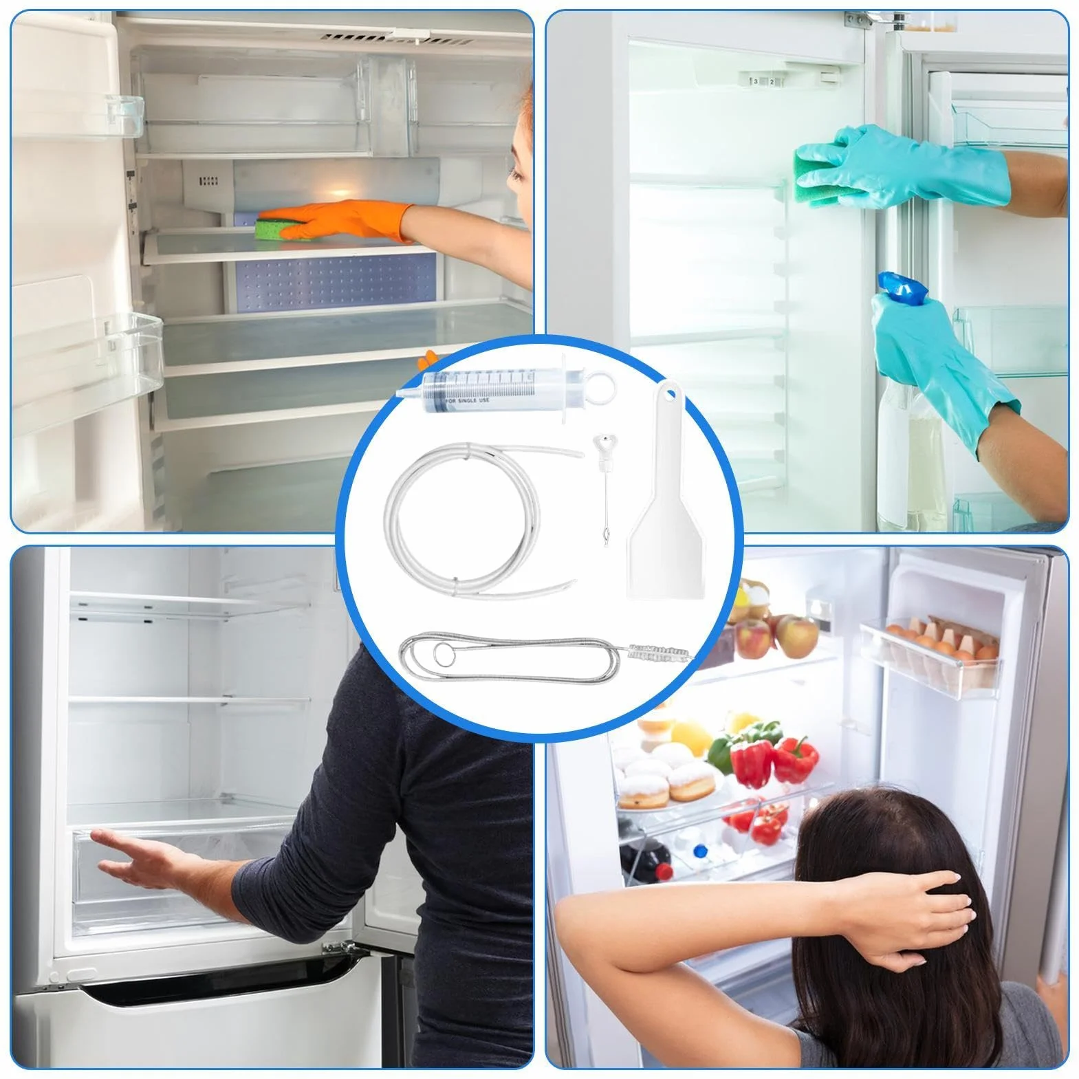Refrigerator Drain Kit Fridge Cleaning Set Syringe Dredger Effective Tool