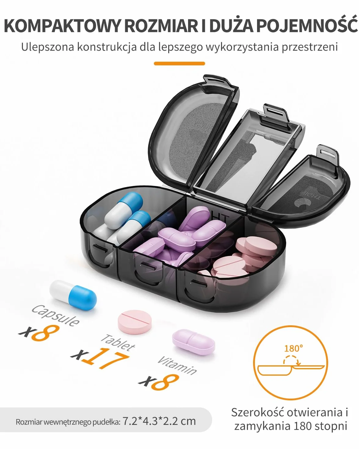 ONTERATE Tygodniowy Organizer na Tabletki 3 Razy Dziennie, Przenośne Pudełko na Leki na 7 Dni, Wodoodporne Etui na Tabletki, 21 Przegródek, Podróżny Pudełko na Leki z Witaminami (Niebieski)